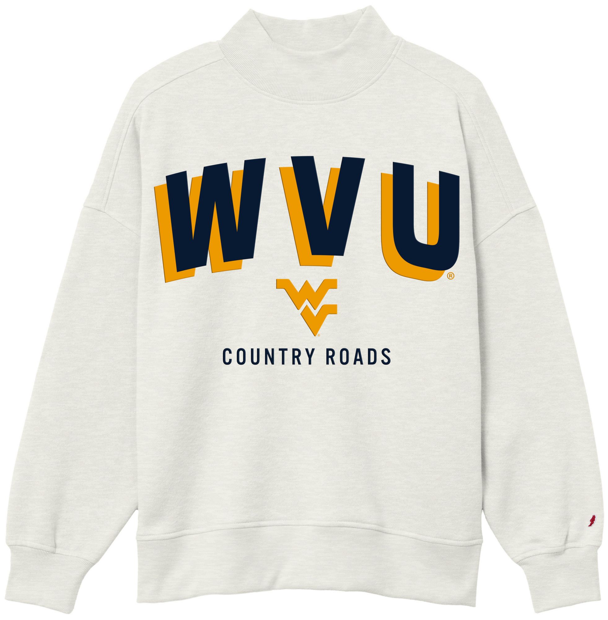 League-Legacy Women's West Virginia Mountaineers White Country Road Mock Neck Sweatshirt