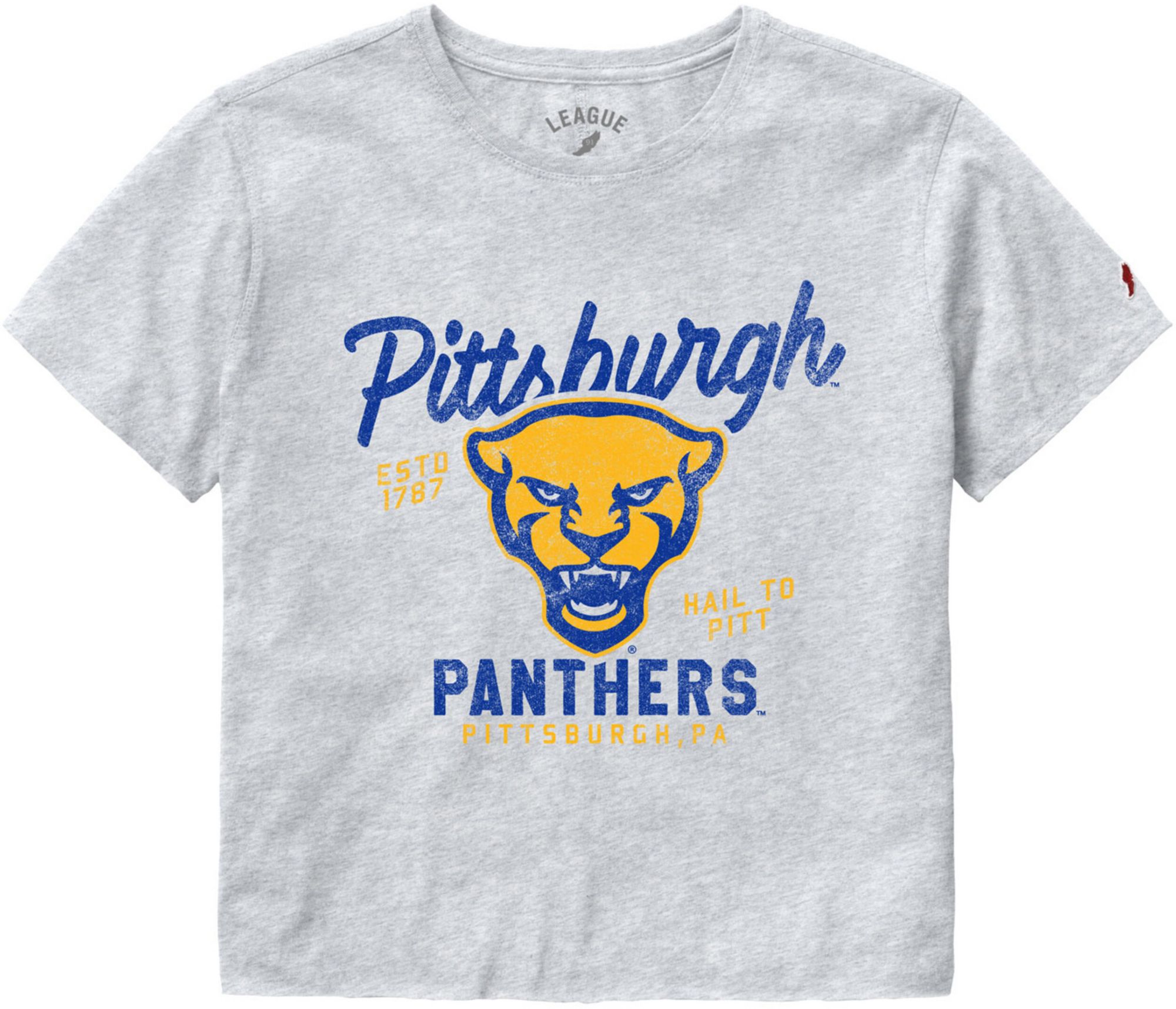 League-Legacy Women's Pitt Panthers Gray Clothesline Cropped T-Shirt