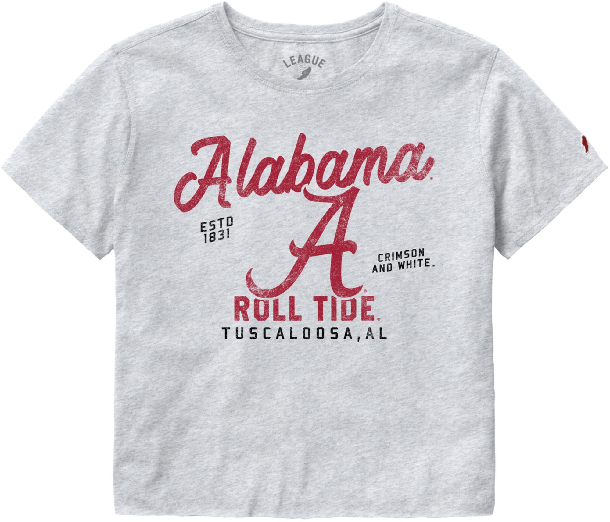 League-Legacy Women's Alabama Crimson Tide Gray Alumni Clothesline Cropped T-Shirt