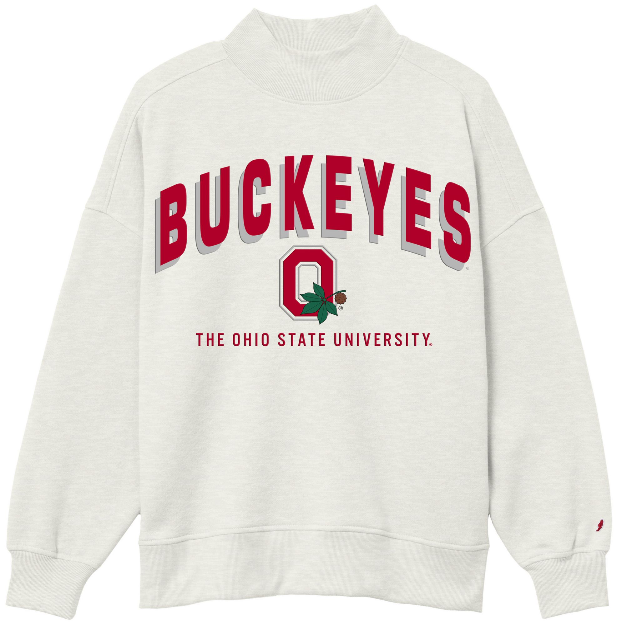 League-Legacy Women's Ohio State Buckeyes Oatmeal Mascot Mockneck Sweatshirt
