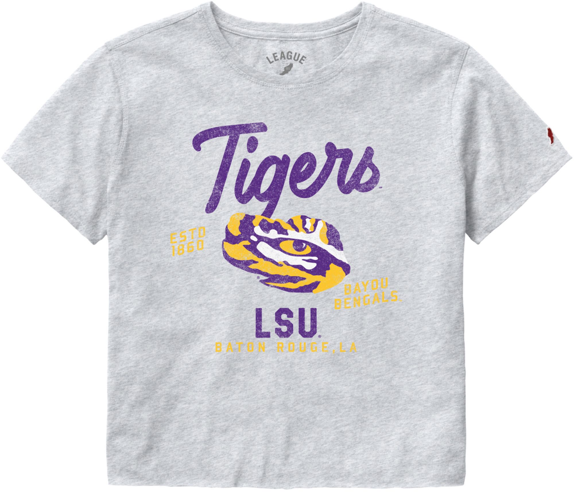 League-Legacy Women's LSU Tigers Gray Clothesline Cropped T-Shirt