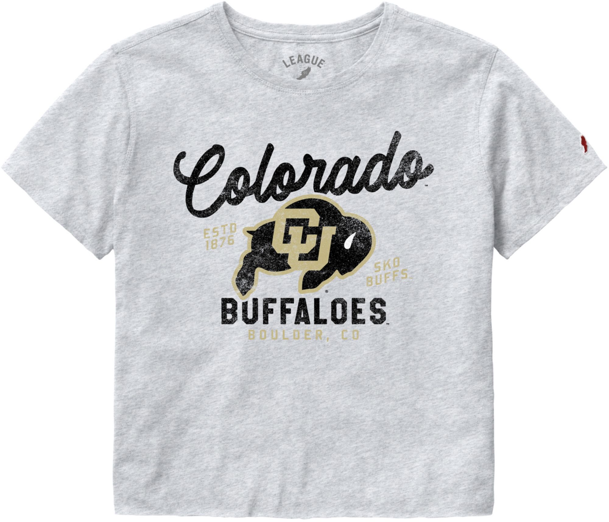 League-Legacy Women's Colorado Buffaloes Gray Clothesline Cropped T-Shirt
