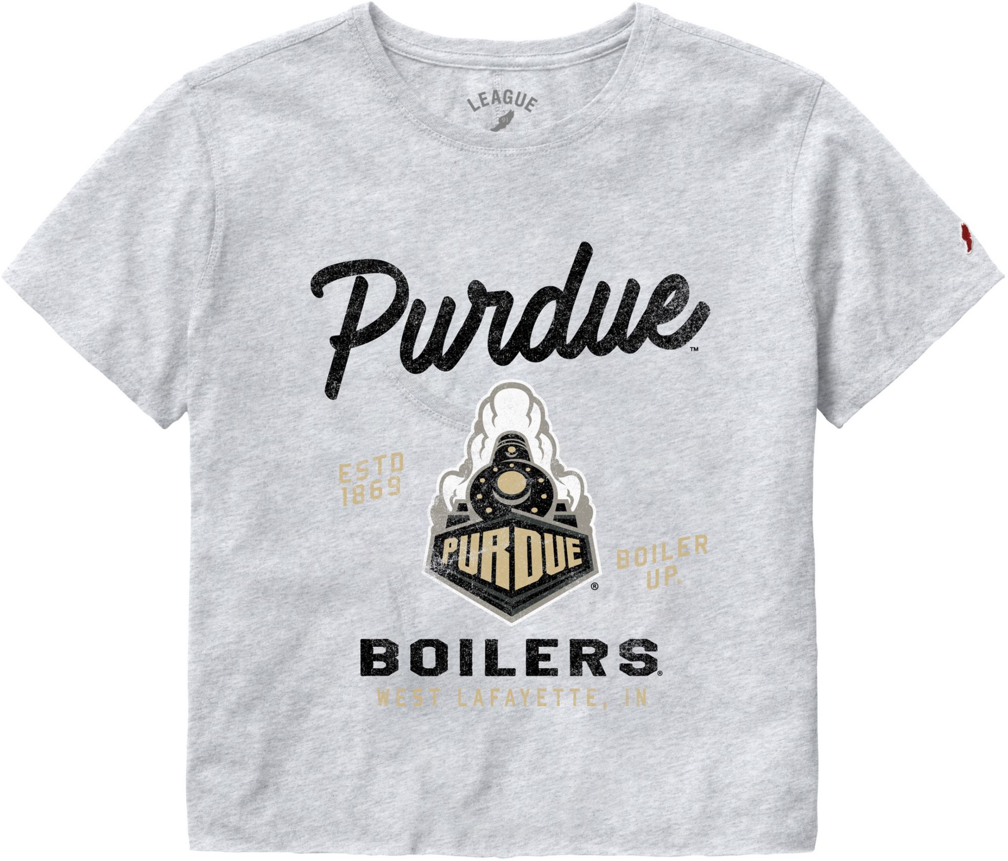 League-Legacy Women's Purdue Boilermakers Gray Clothesline Cropped T-Shirt