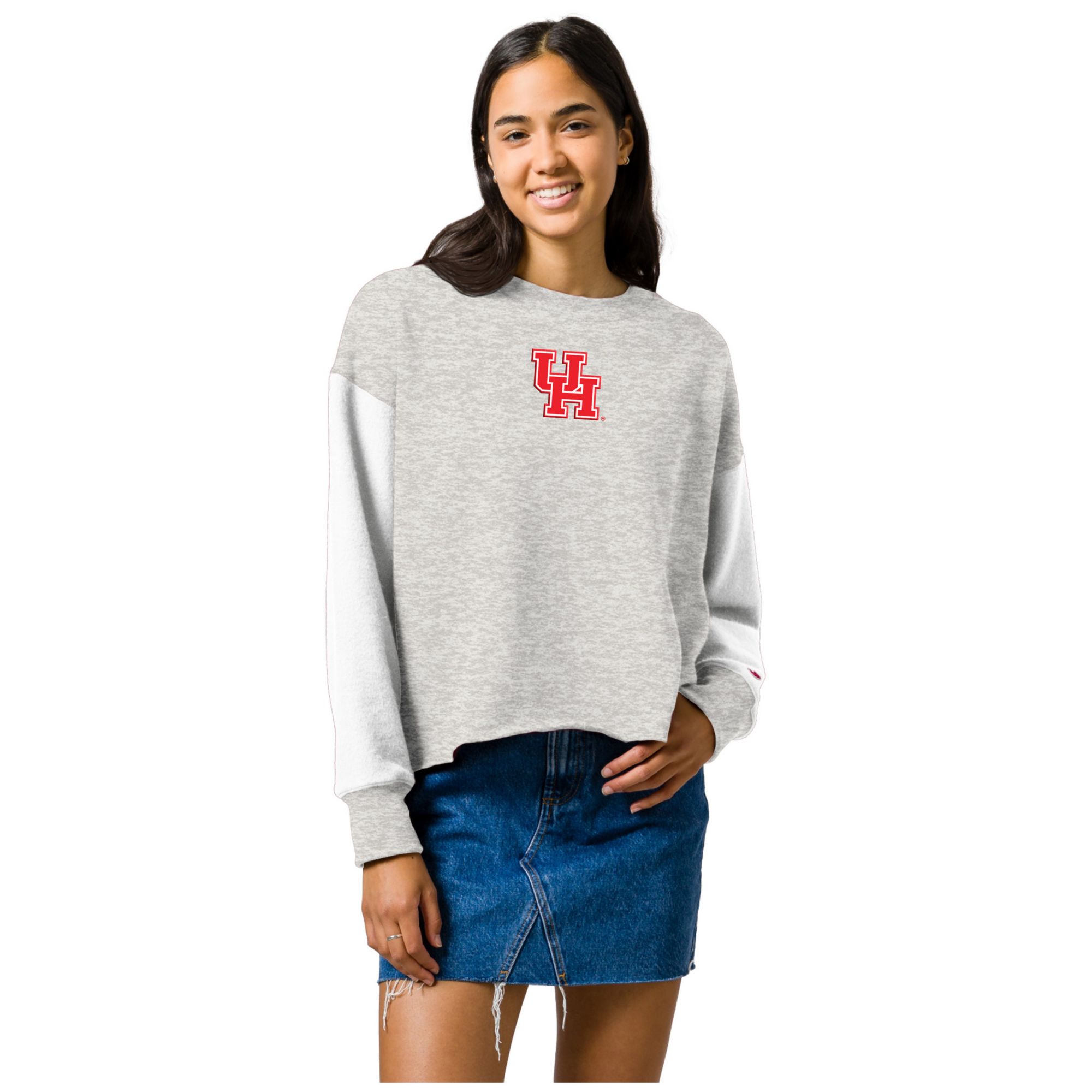 League-Legacy Women's Houston Cougars Steel Grey Relaxed Fit Crewneck Sweatshirt