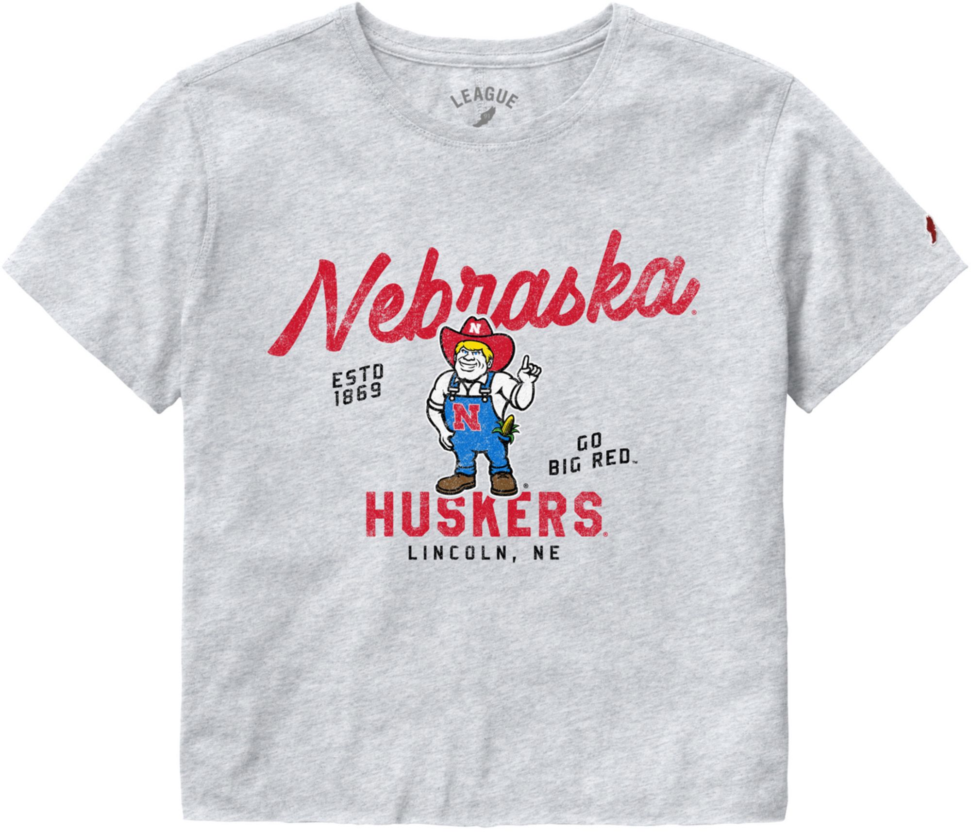 League-Legacy Women's Nebraska Cornhuskers Gray Clothesline Cropped T-Shirt