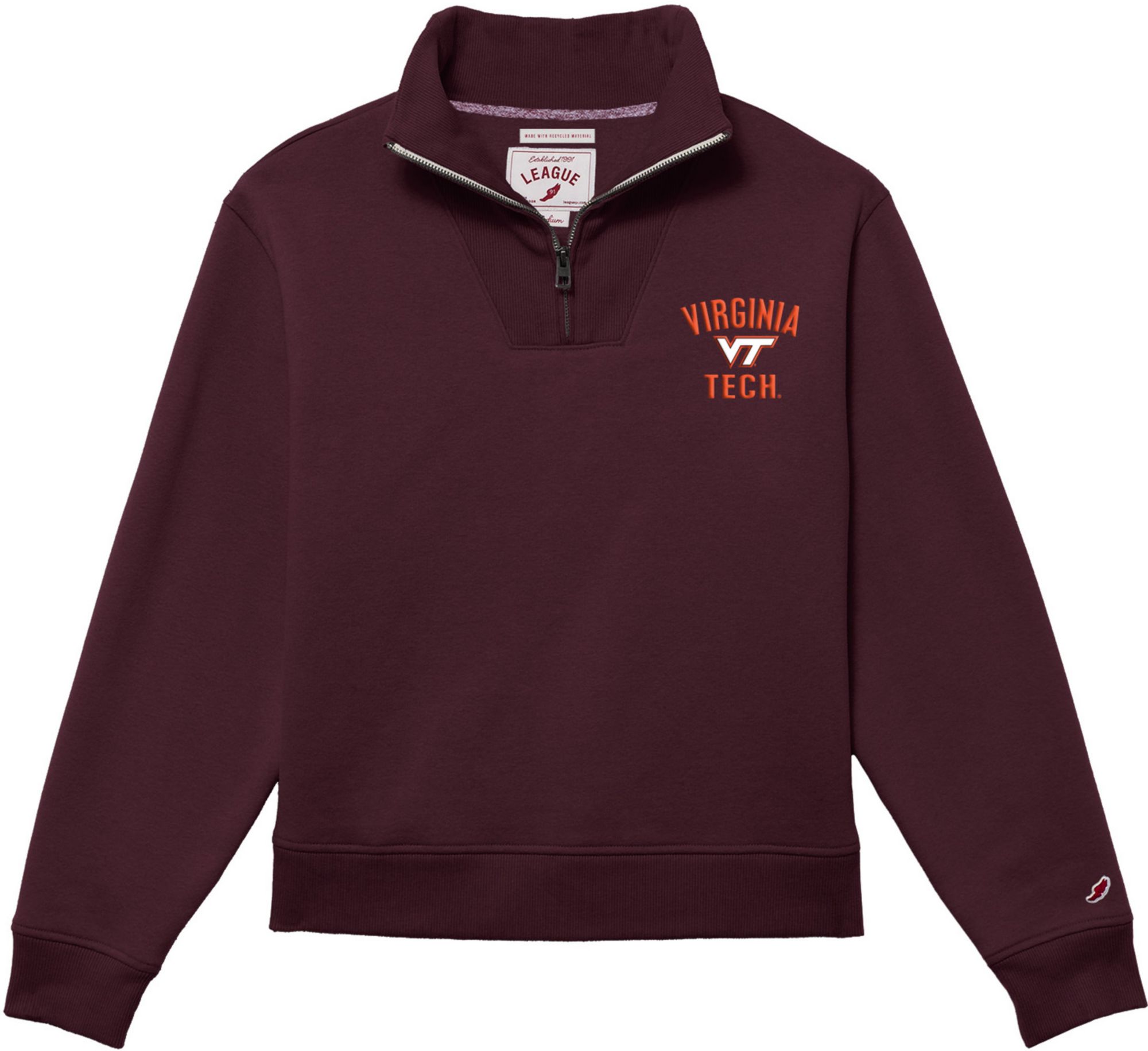 League-Legacy Women's Virginia Tech Hokies Maroon 1991 1/4 Zip Jacket