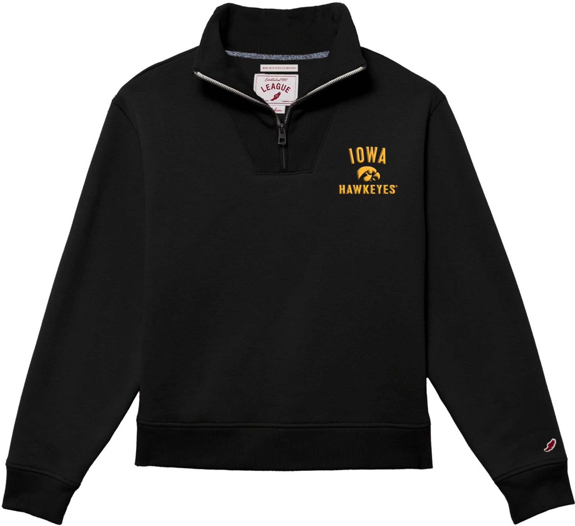 League-Legacy Women's Iowa Hawkeyes Black 1991 1/4 Zip Jacket