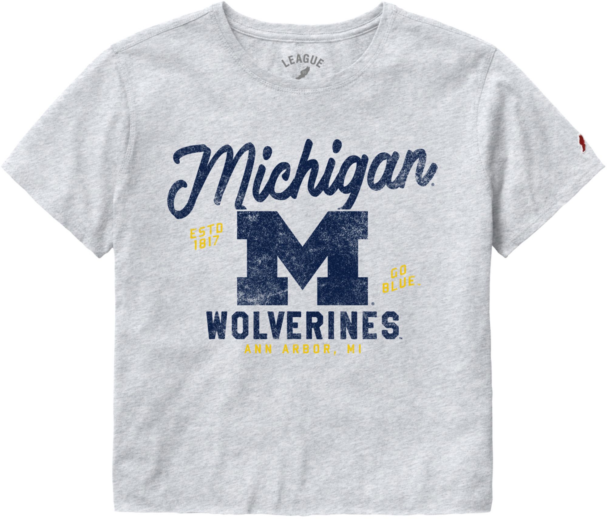 League-Legacy Women's Michigan Wolverines Gray Clothesline Cropped T-Shirt