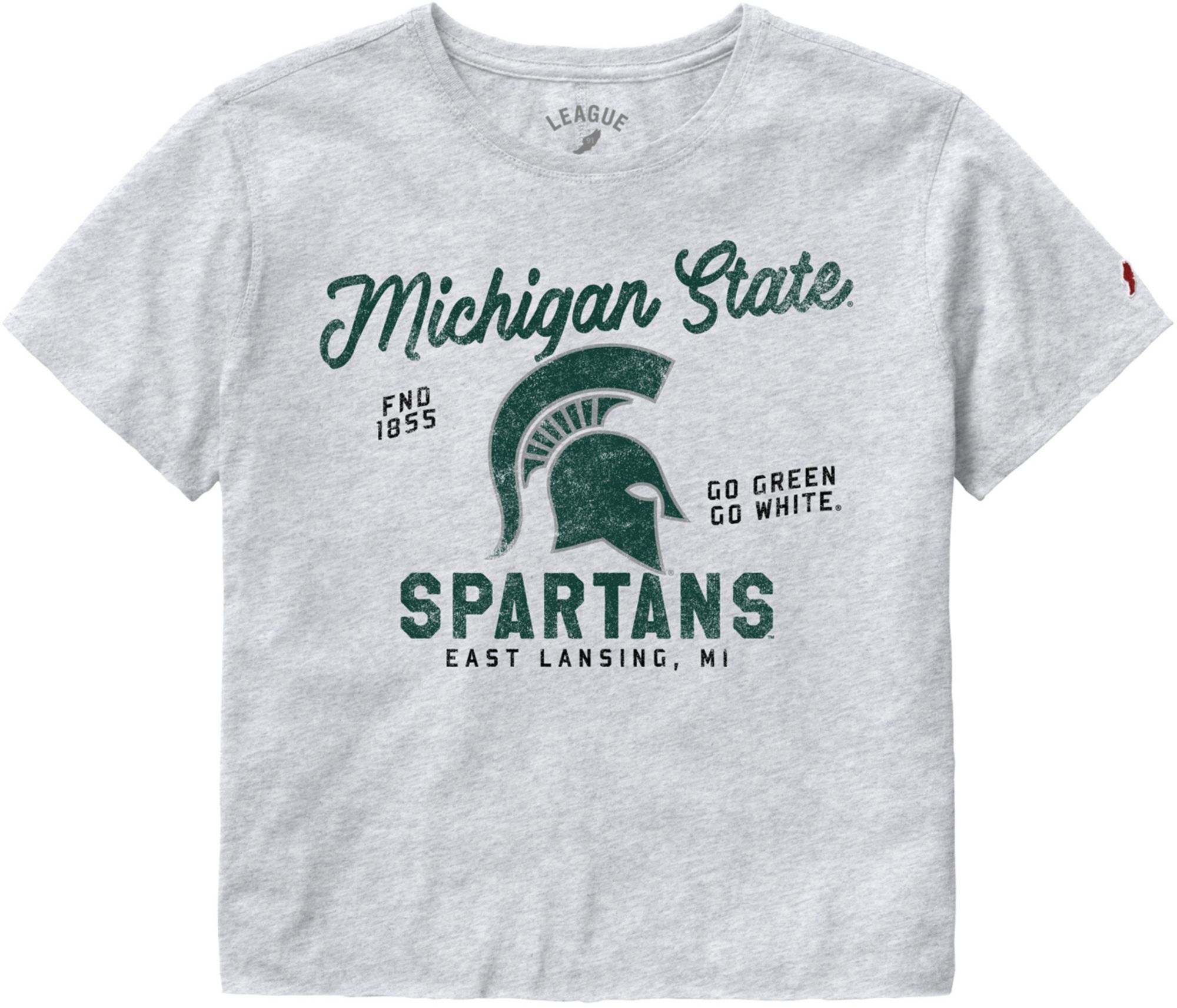 League-Legacy Women's Michigan State Spartans Gray Clothesline Cropped T-Shirt