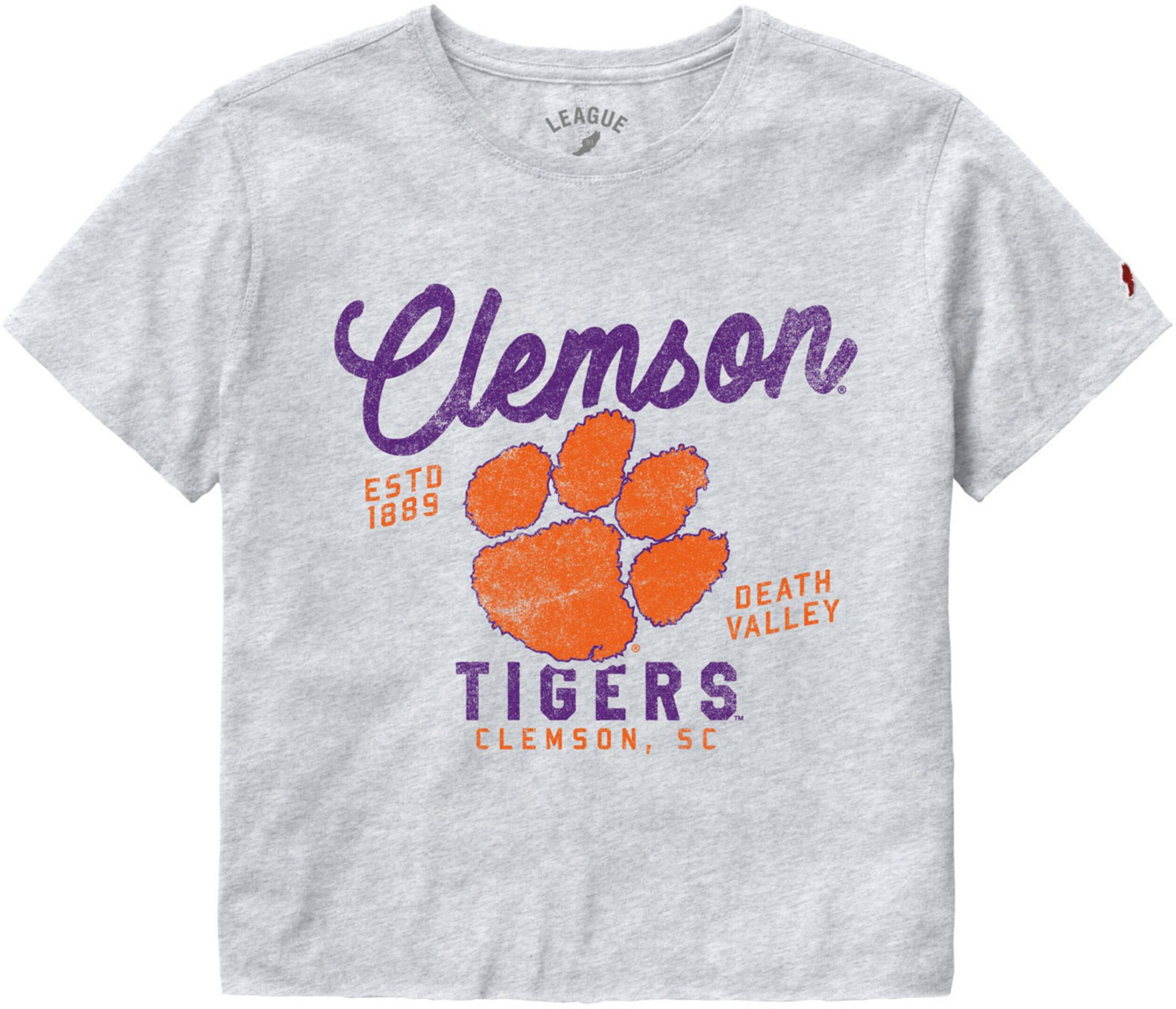 League-Legacy Women's Clemson Tigers Gray Clothesline Cropped T-Shirt