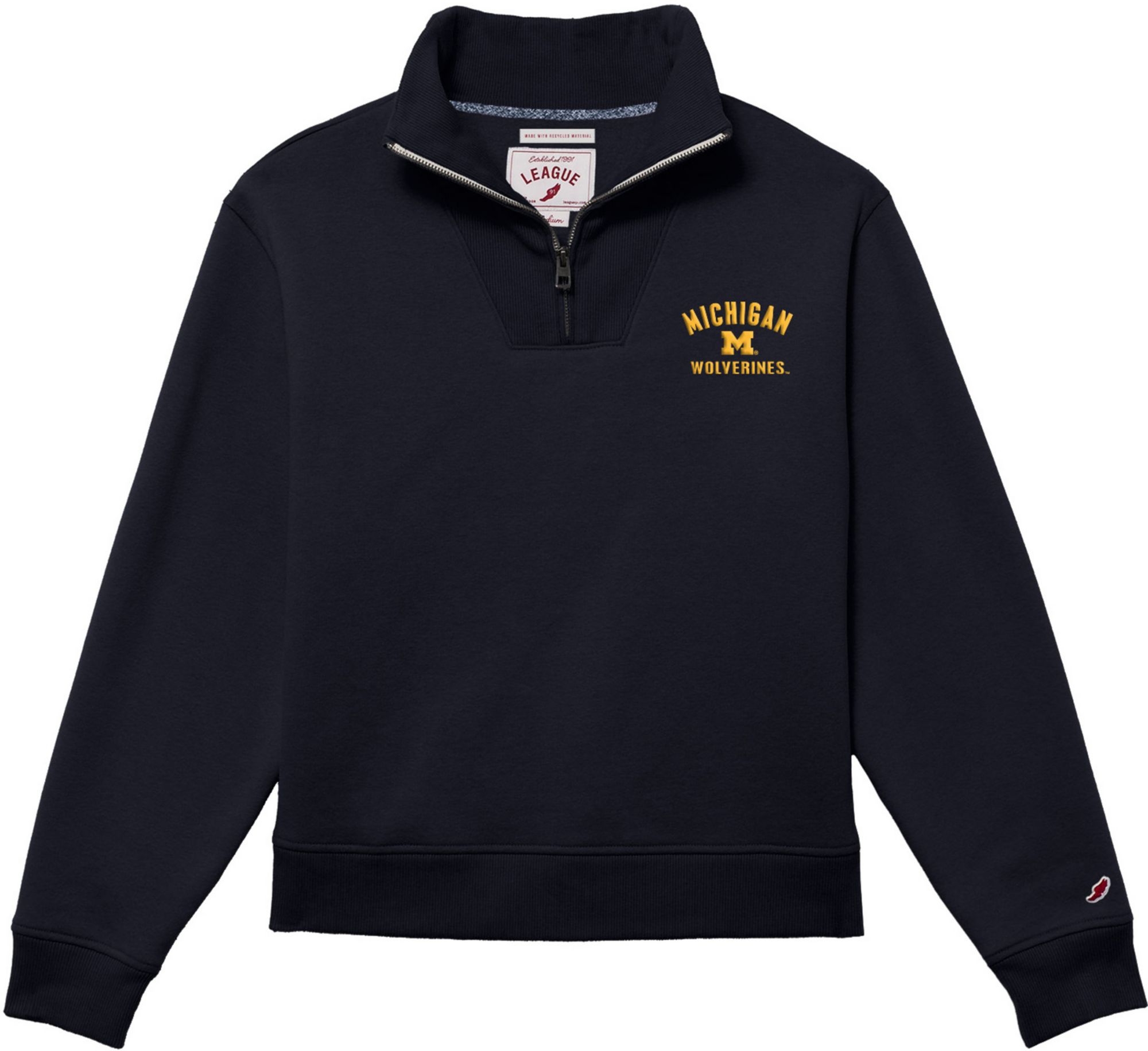 League-Legacy Women's Michigan Wolverines Navy 1991 1/4 Zip Jacket