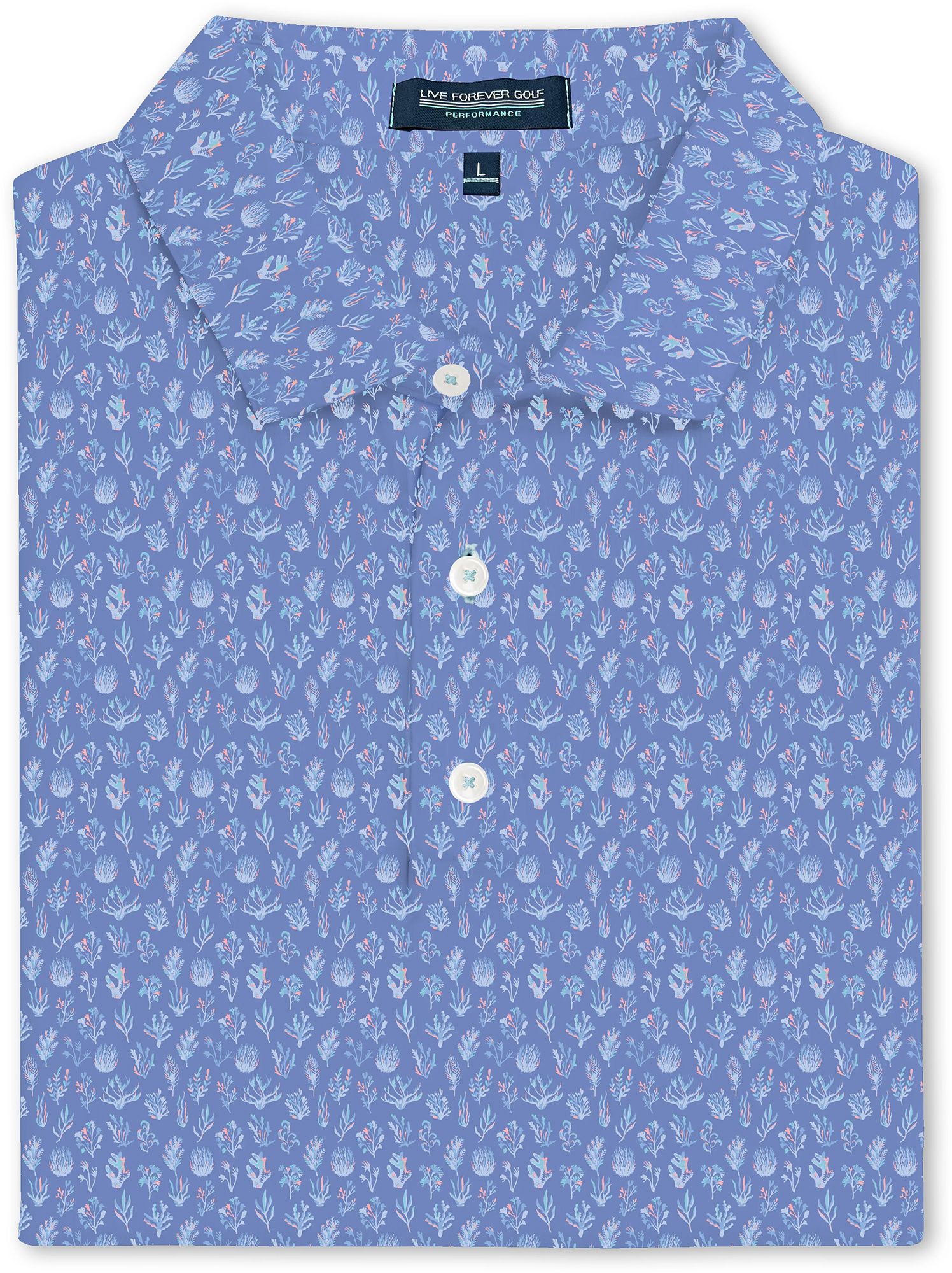 Live Forever Golf Men's Sea Coral Ringer Performance Golf Polo