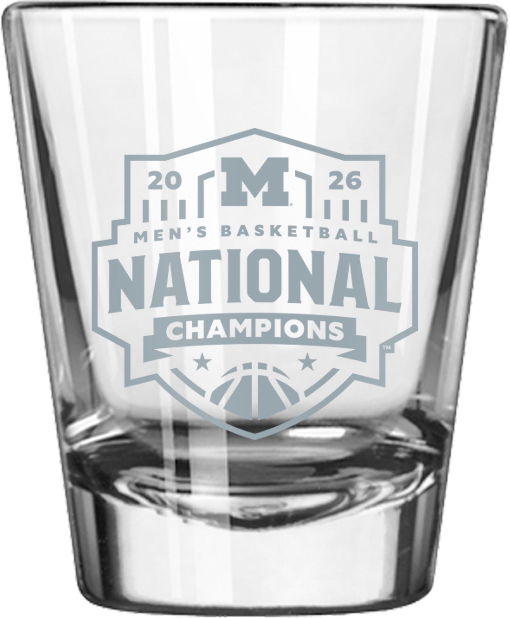 Logo Brands 2026 Men's Basketball National Champions Michigan Wolverines 2 oz. Shot Glass