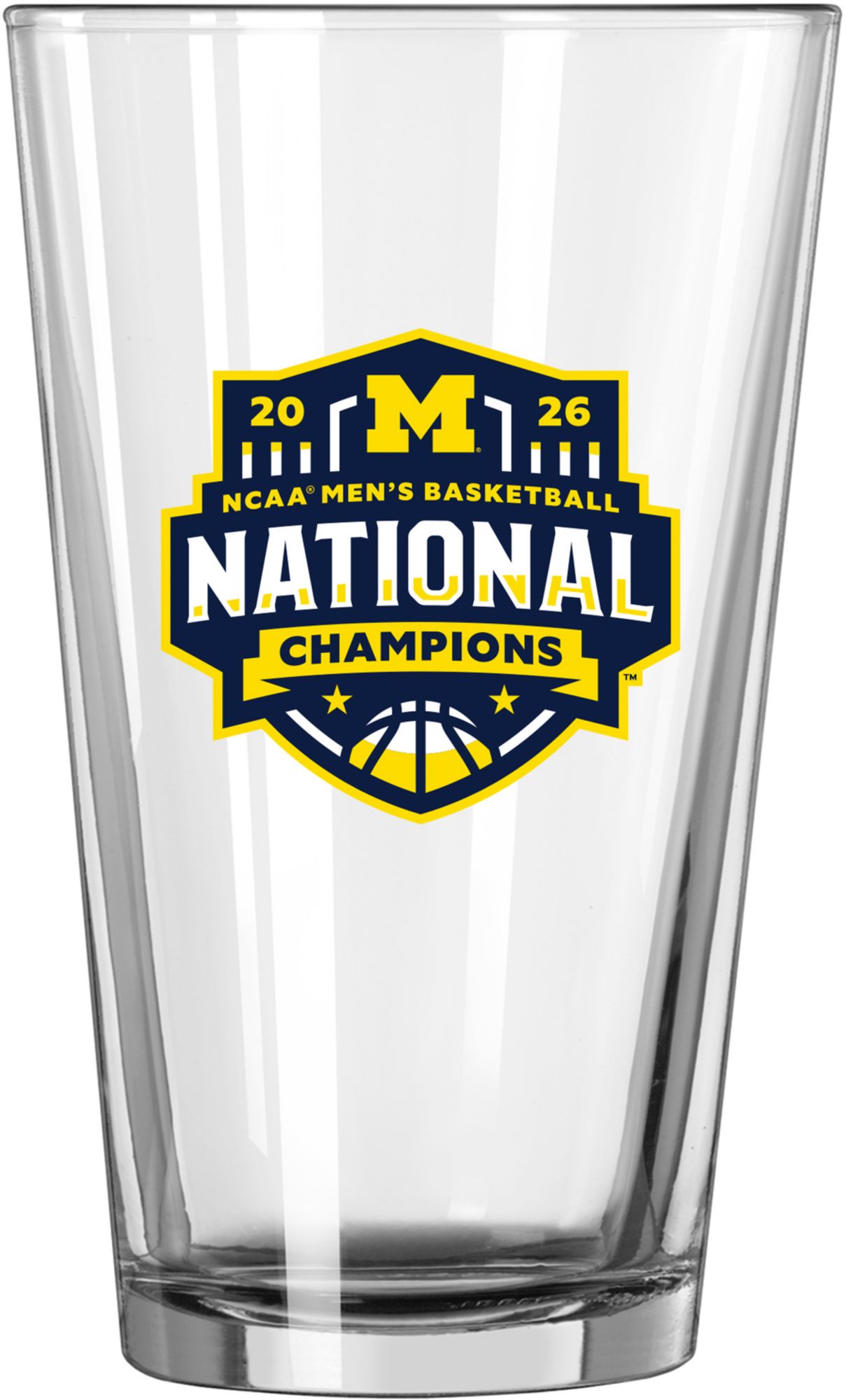 Logo Brands 2026 Men's Basketball National Champions Michigan Wolverines Etched Pint Glass