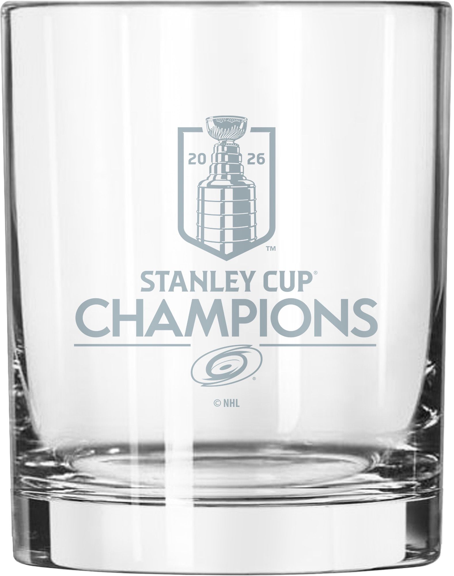 Logo Carolina Hurricanes 2026 Stanley Cup Champions Rocks Glass