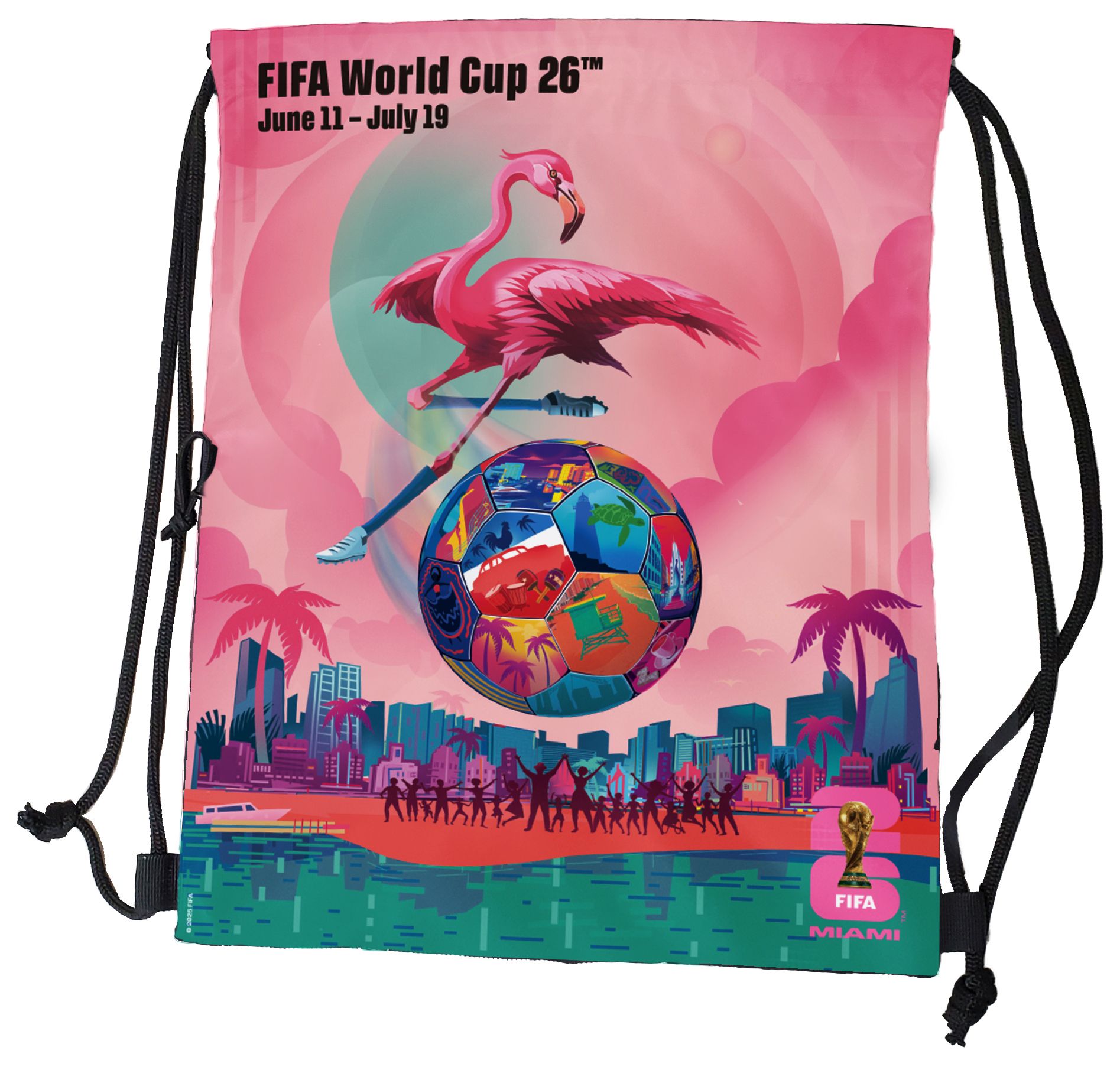 Logo 2026 World Cup Host City Miami White Tilt Backsack