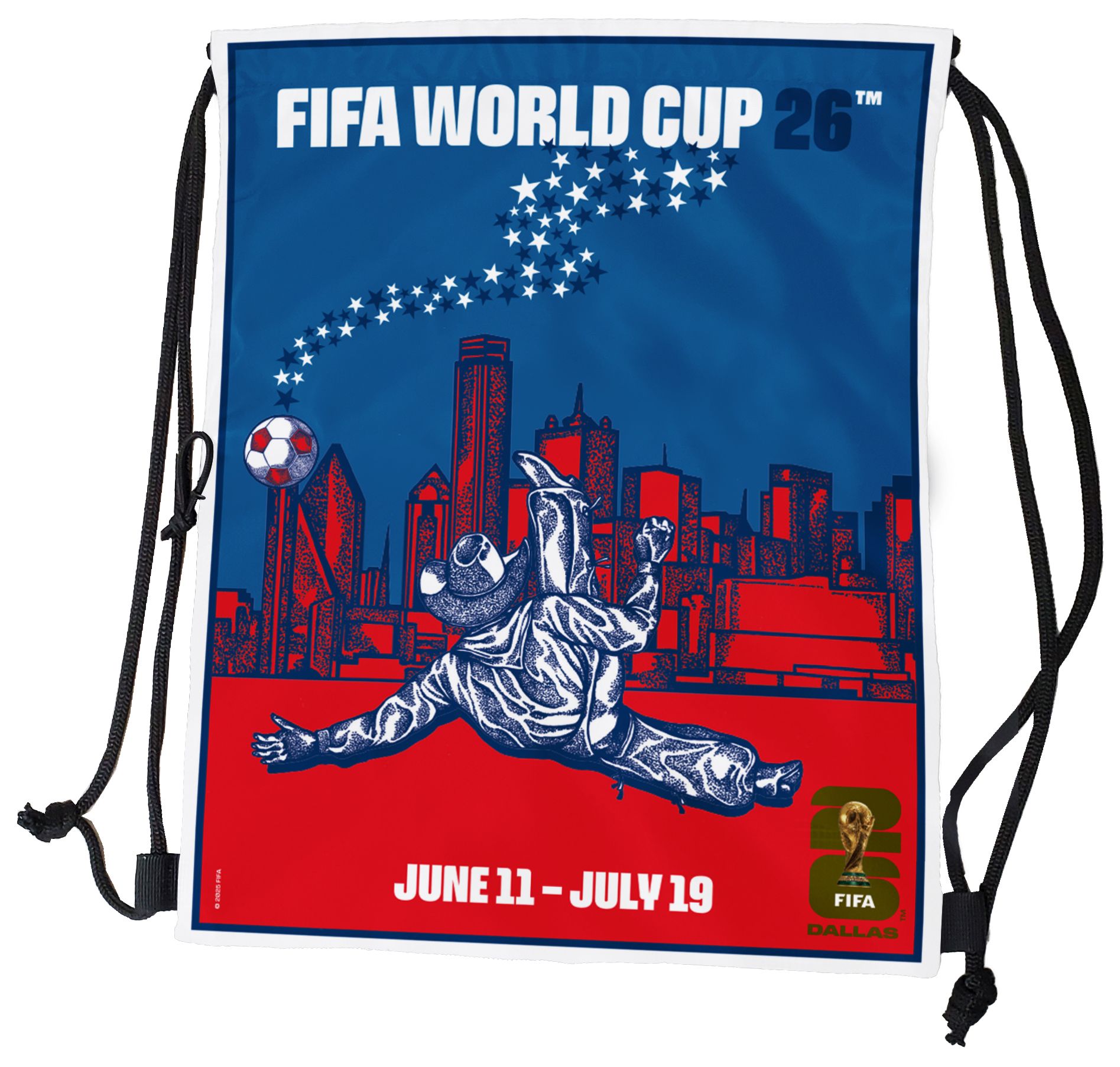 Logo 2026 World Cup Host City Dallas Wings White Tilt Backsack