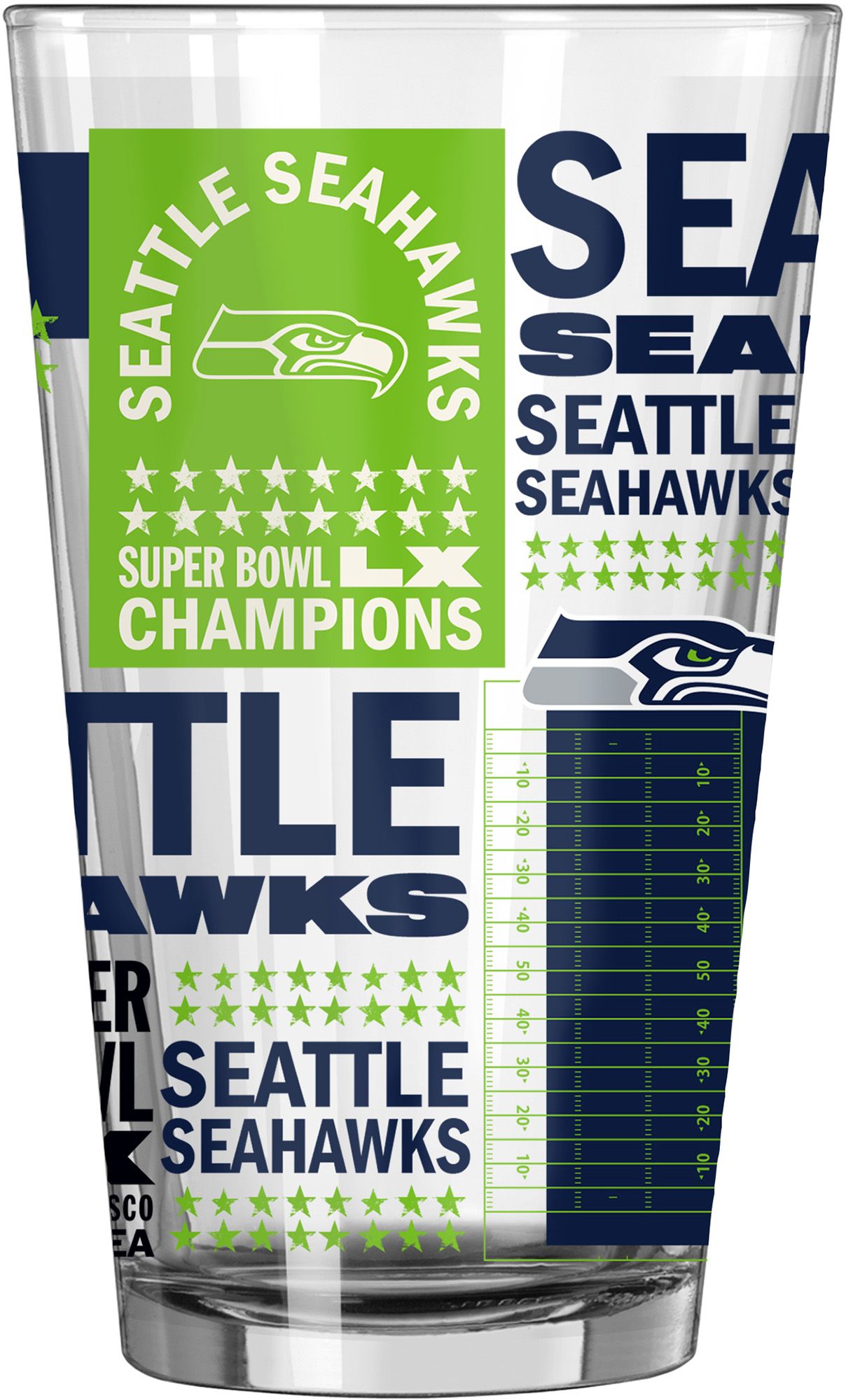 Logo Brands 2025-26 Super Bowl LX Champions Seattle Seahawks Wrapped Pint Glass