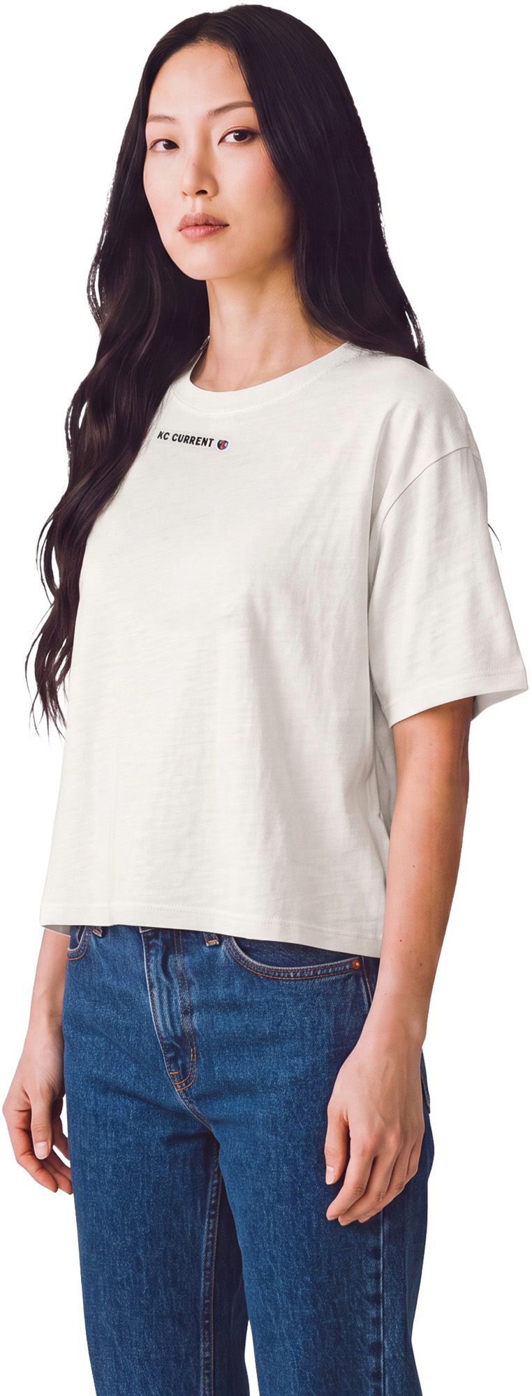 Lusso Women's Kansas City Current Off White Boxy T-Shirt, XL
