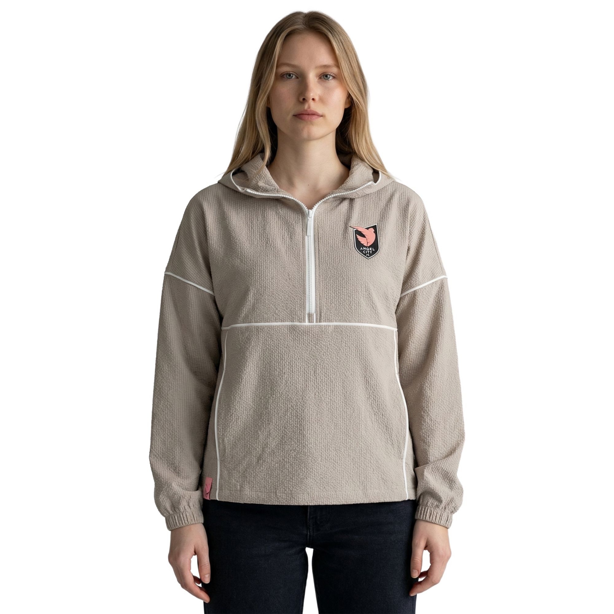 Lusso Women's Angel City FC Off White 1/4 Zip Anorak Jacket