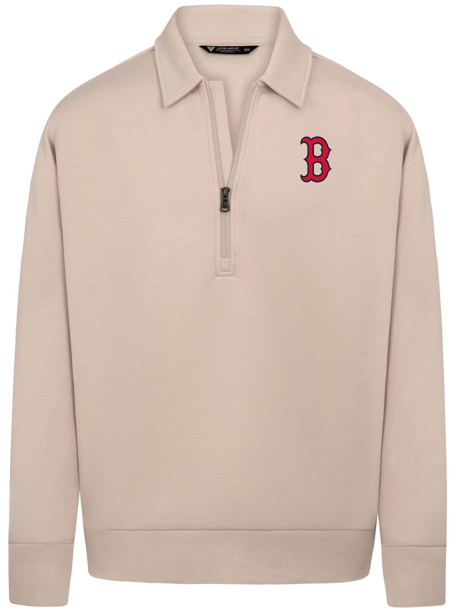 Levelwear Men's Boston Red Sox Tan Luxe Logo 1/4 Zip Pullover