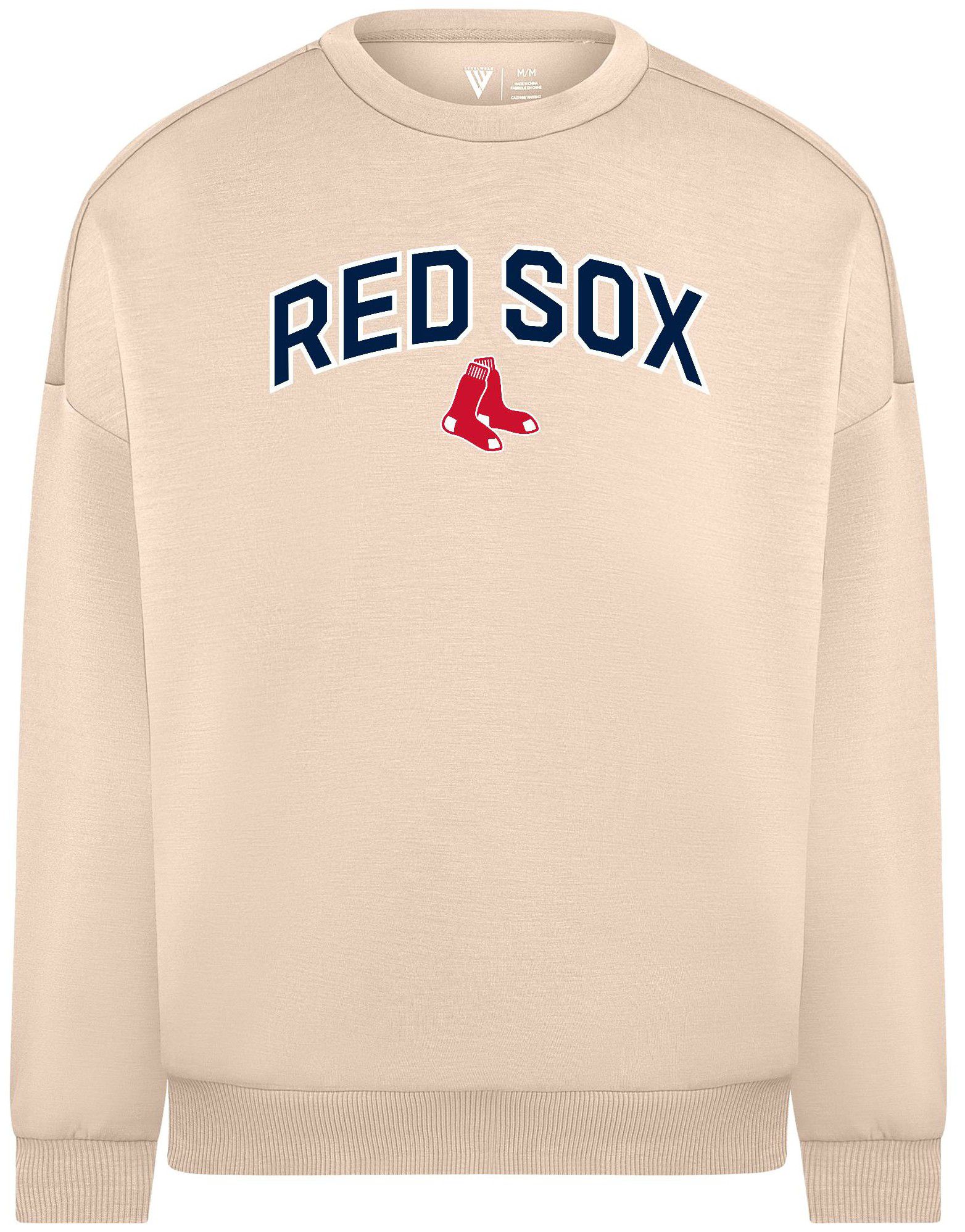Levelwear Men's Boston Red Sox Tan Luxe Logo Crewneck Sweatshirt
