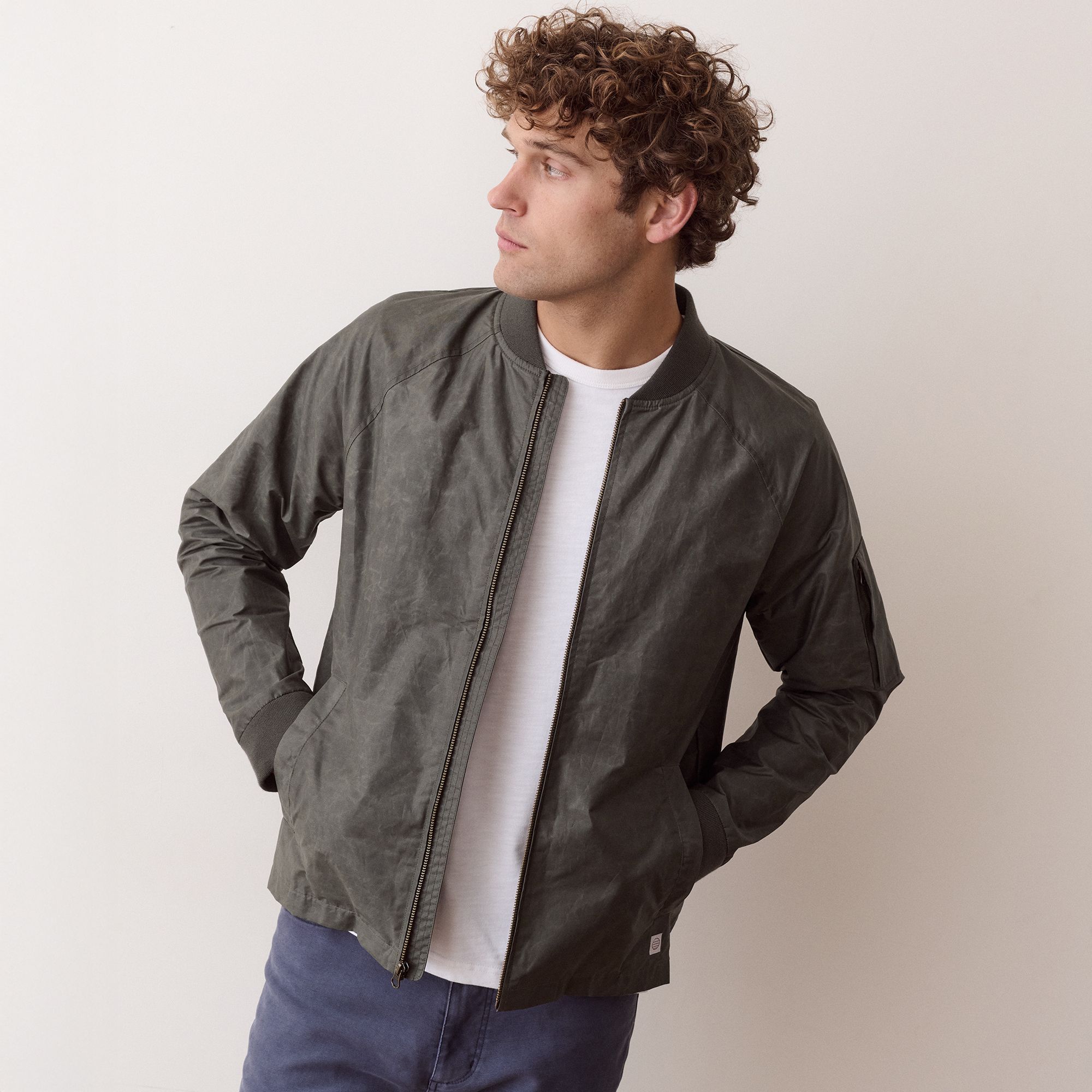 Marine Layer Men's Glenn Wax Canvas Bomber Jacket