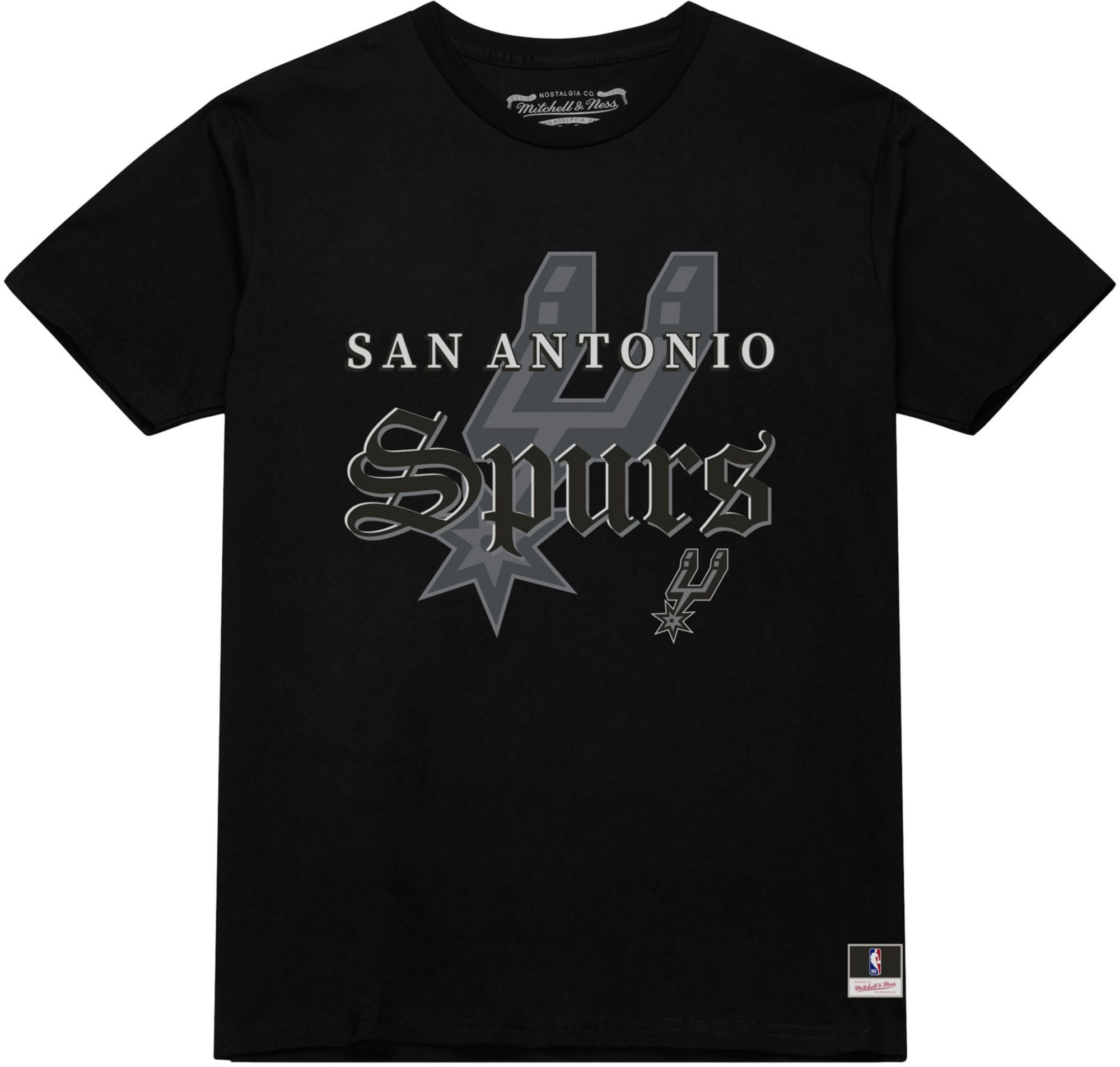 Mitchell & Ness Adult San Antonio Spurs Black Old Script T-Shirt