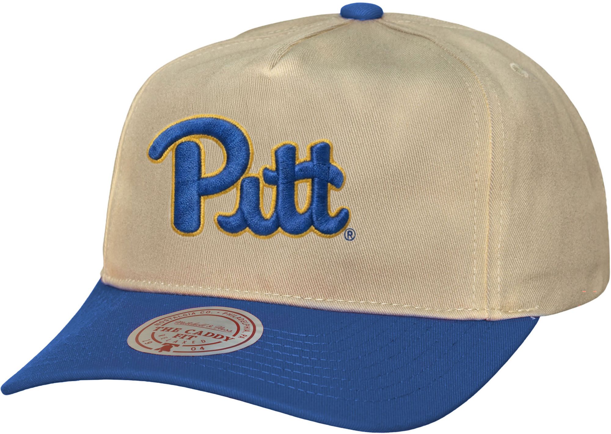 Mitchell &amp; Ness Adult Pitt Panthers Off White and Blue Retro Roots Caddy Adjustable Hat
