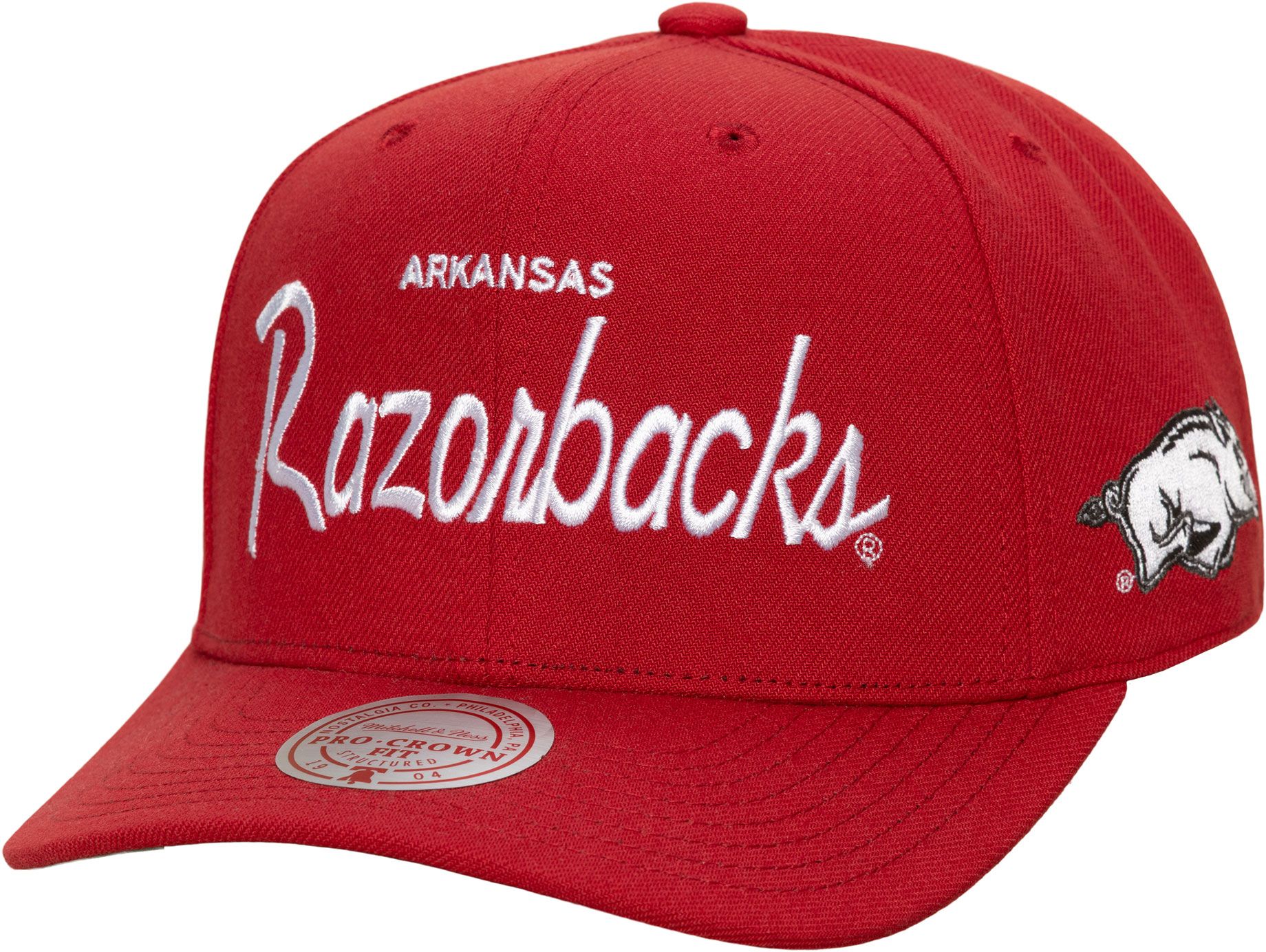 Mitchell &amp; Ness Adult Arkansas Razorbacks Maroon Head Coach Pro Snapback Adjustable Hat