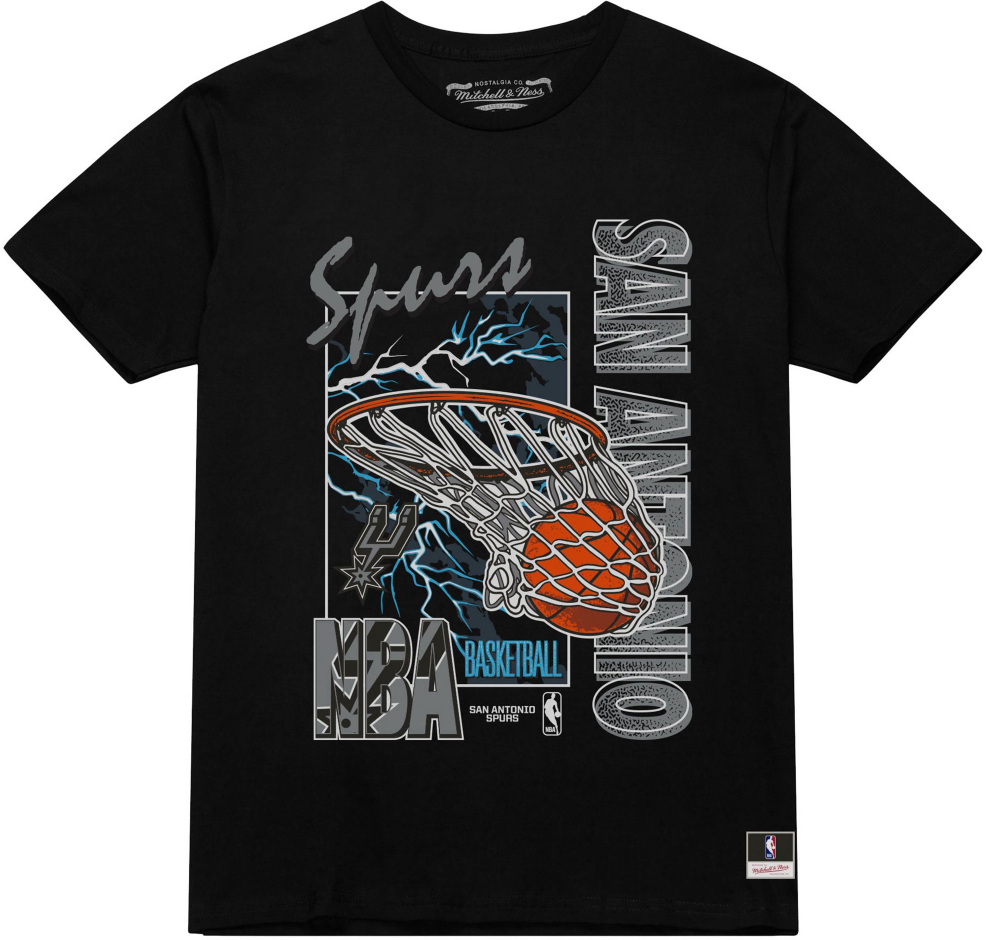Mitchell & Ness Adult San Antonio Spurs Black Lightning T-Shirt