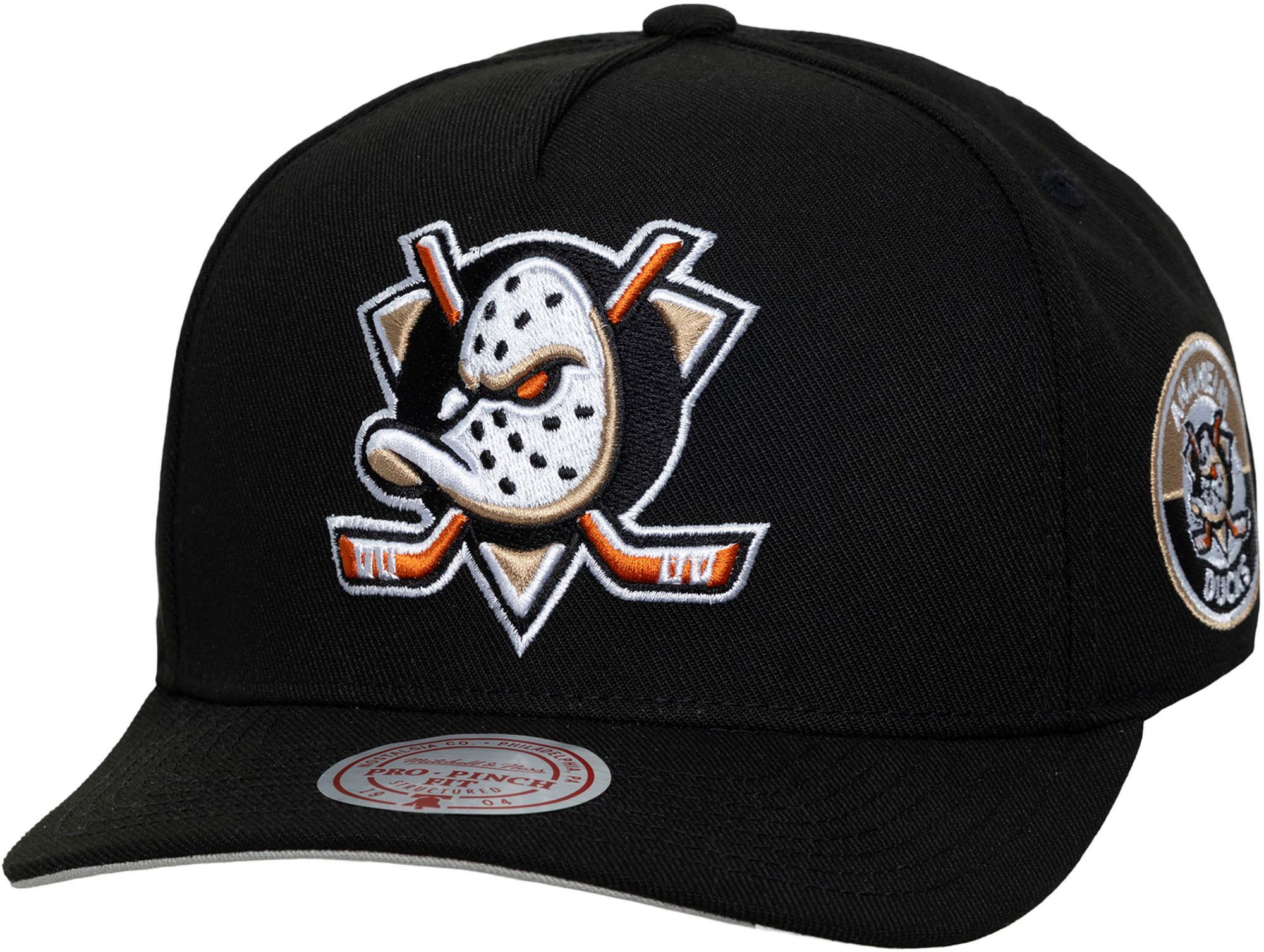 Mitchell & Ness Adult Anaheim Ducks Black Double Clutch Pro Snapback Adjustable Hat