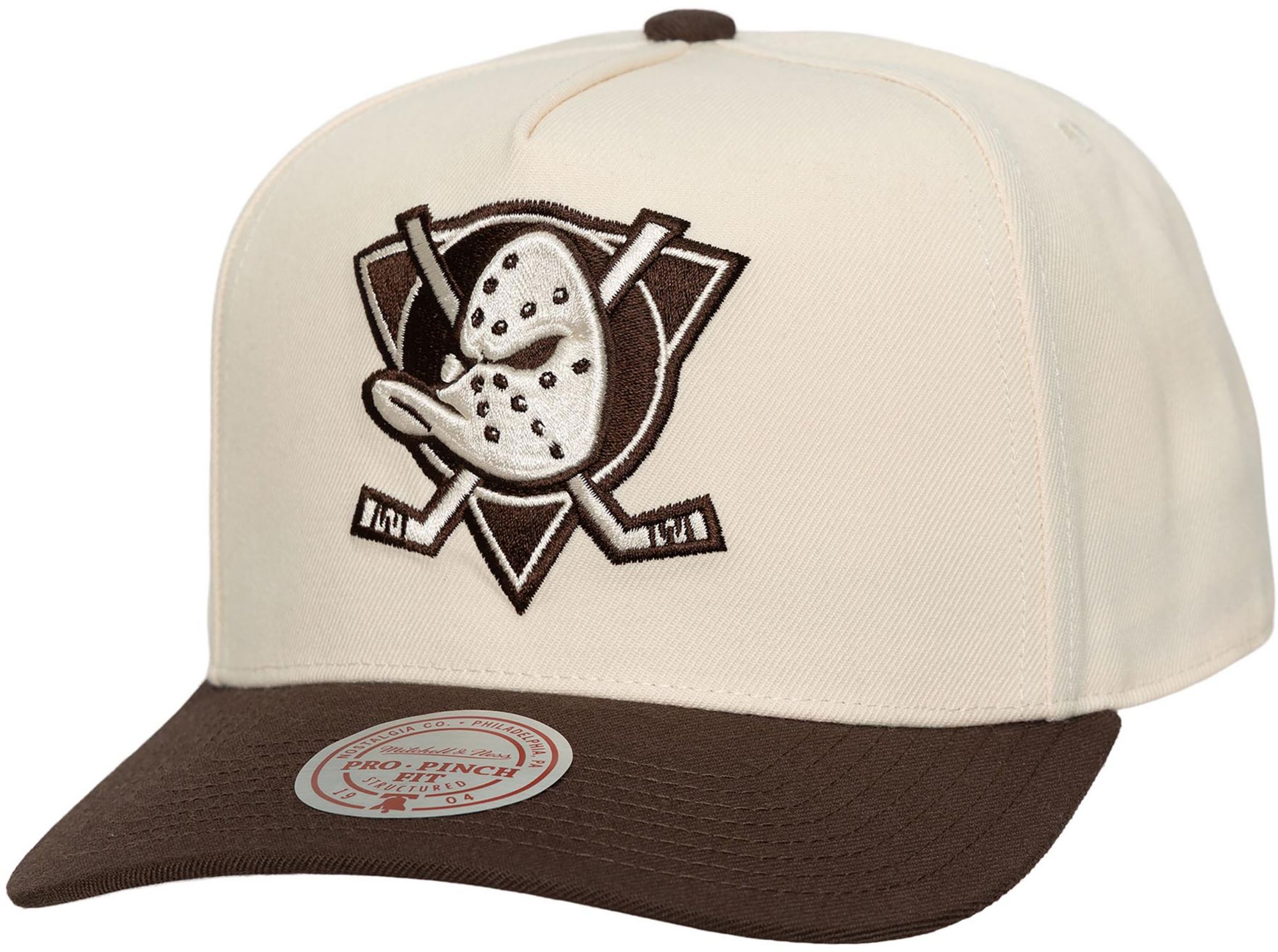Mitchell & Ness Adult Anaheim Ducks Cream Two Tone Pro Snapback Adjustable Hat