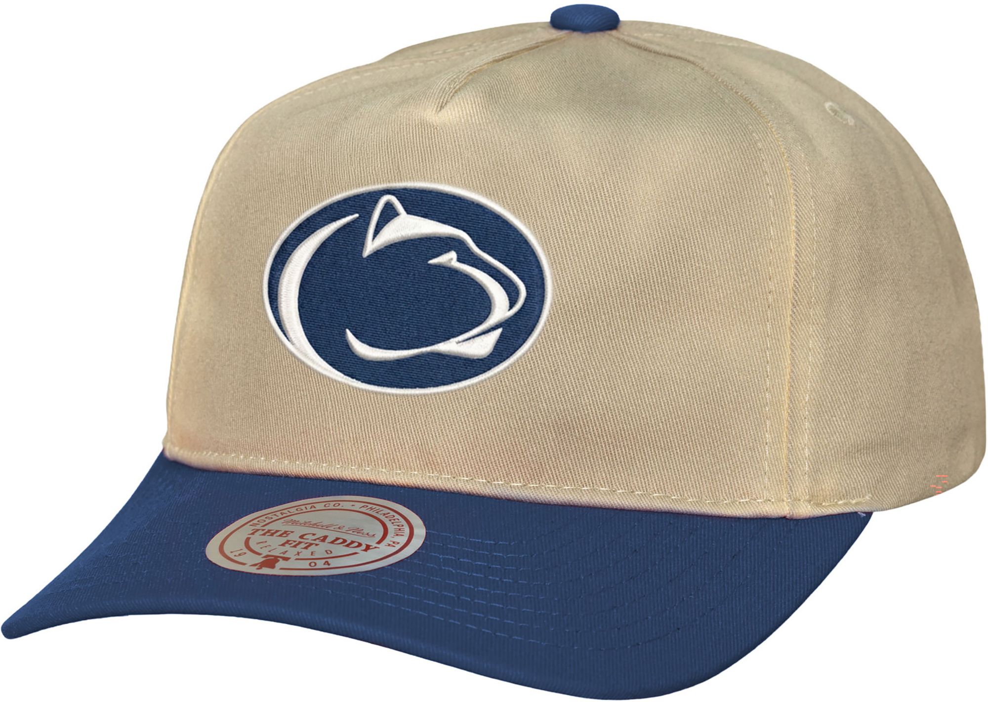 Mitchell &amp; Ness Adult Penn State Nittany Lions Off White and Navy Retro Roots Caddy Adjustable Hat