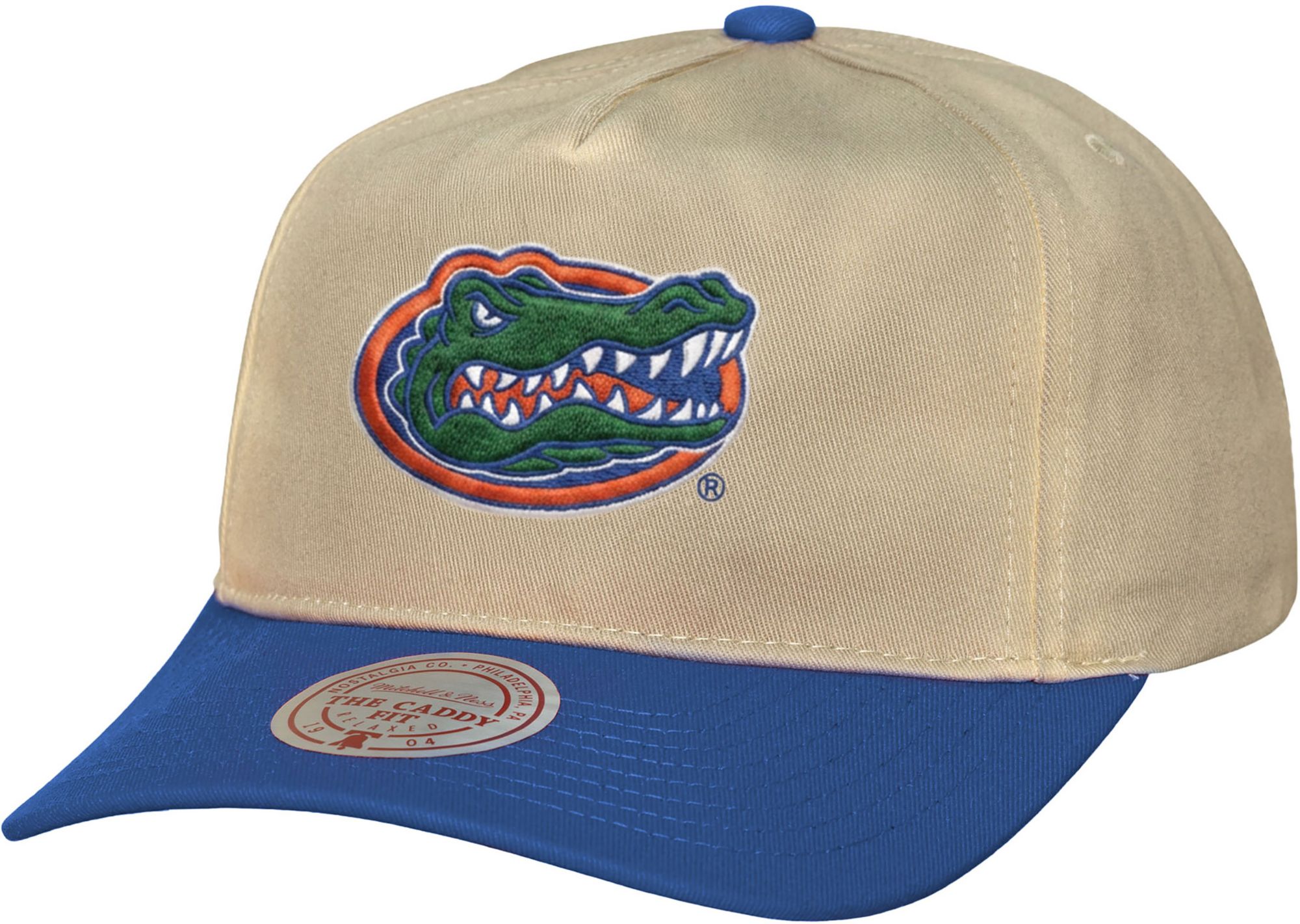 Mitchell &amp; Ness Adult Florida Gators Off White and Blue Retro Roots Caddy Adjustable Hat