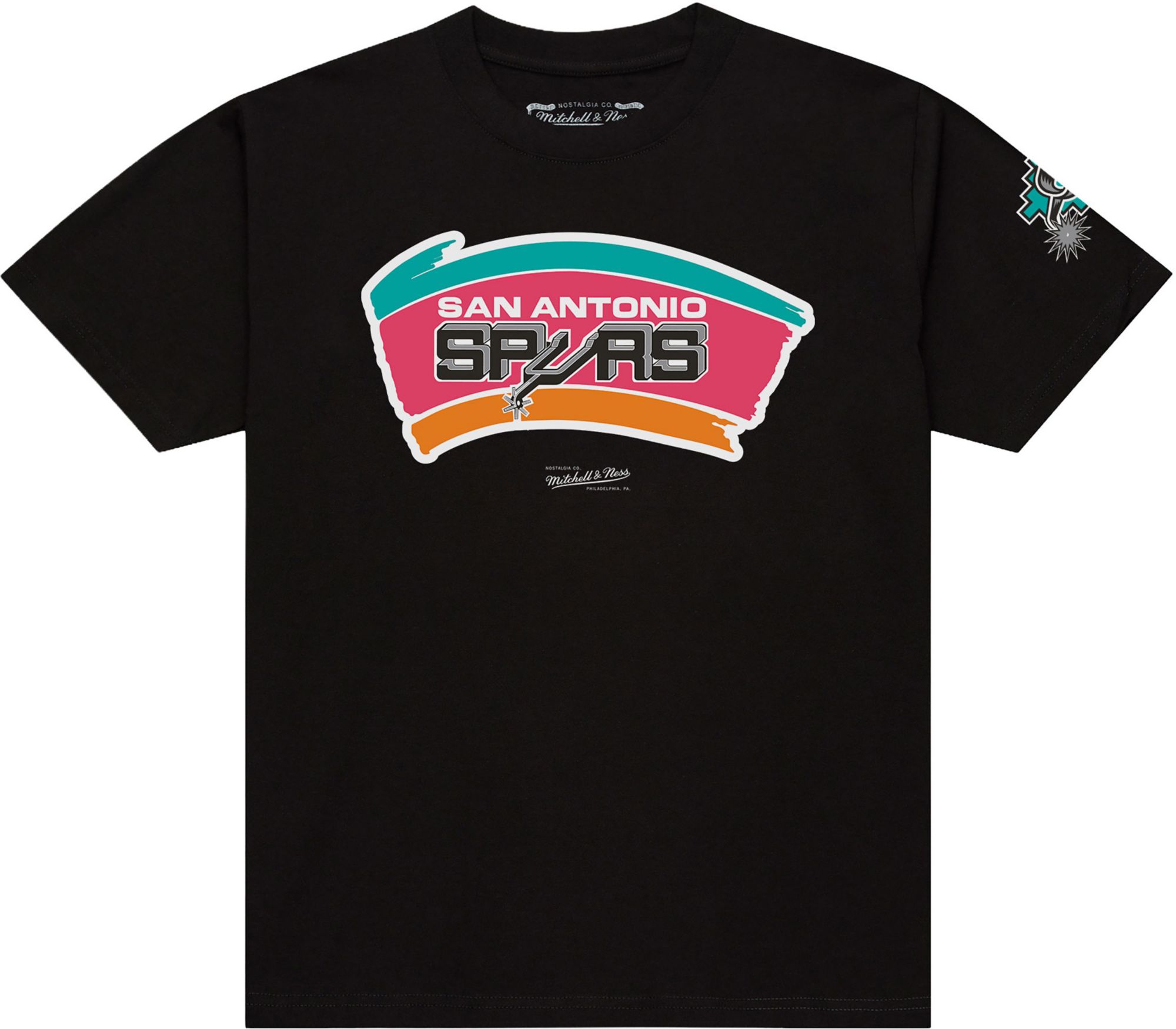Mitchell & Ness Adult San Antonio Spurs Black Logo T-Shirt