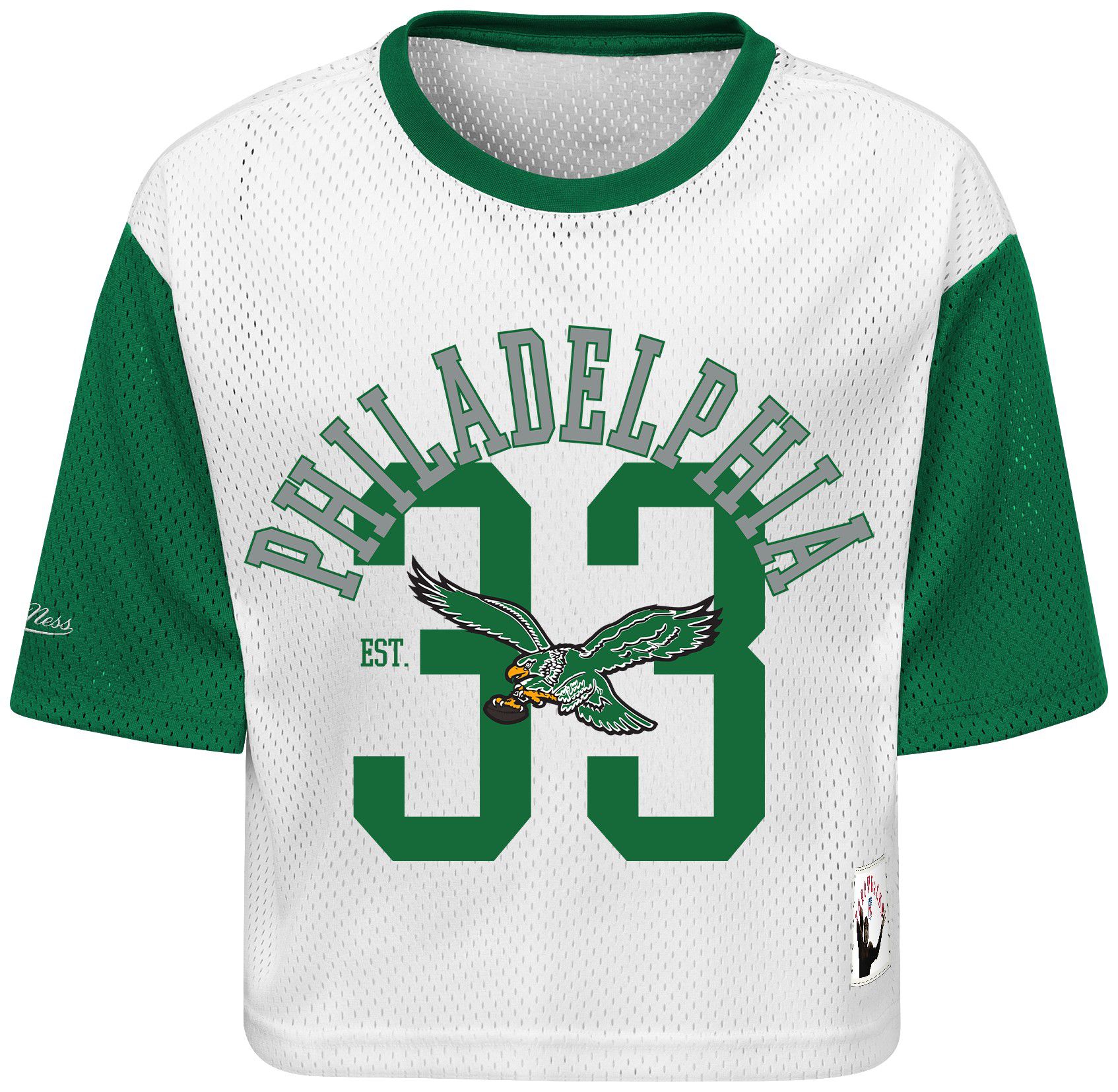 Mitchell &amp; Ness Girls' Philadelphia Eagles White Gameday Cropped T-Shirt