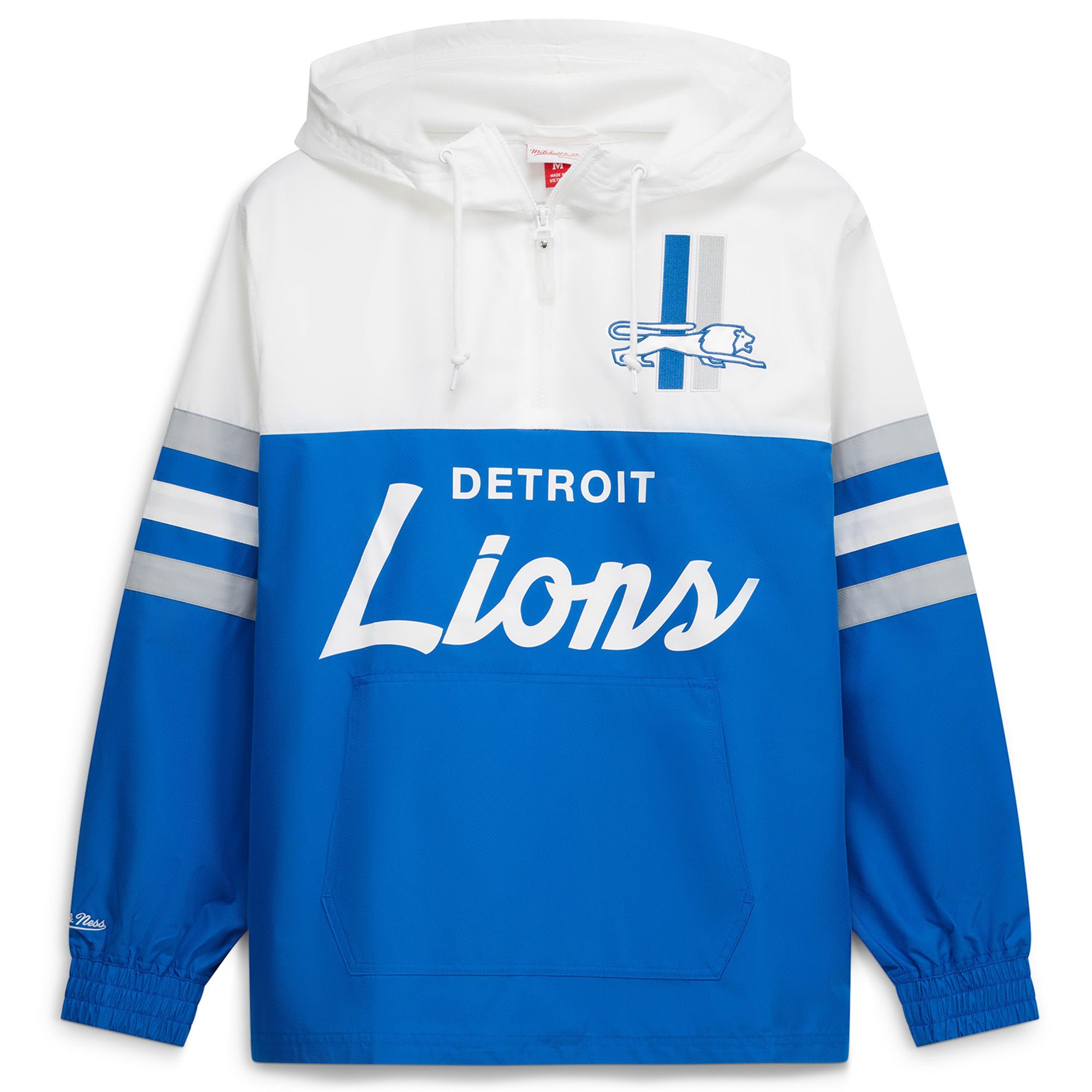 Mitchell & Ness Men's Detroit Lions Blue Head Coach 1/2 Zip Jacket