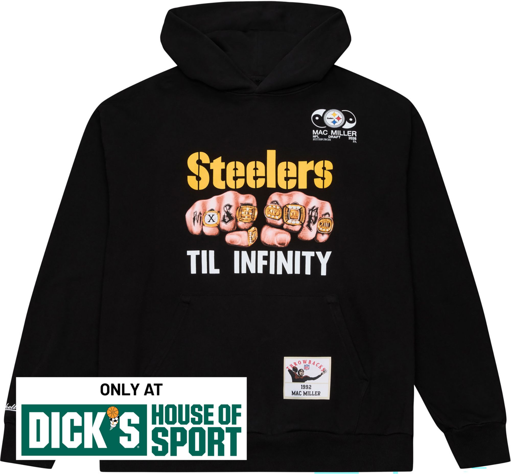 Mitchell & Ness Men's NFL Pittsburgh Steelers x Mac Miller Black Til Infinity Hoodie