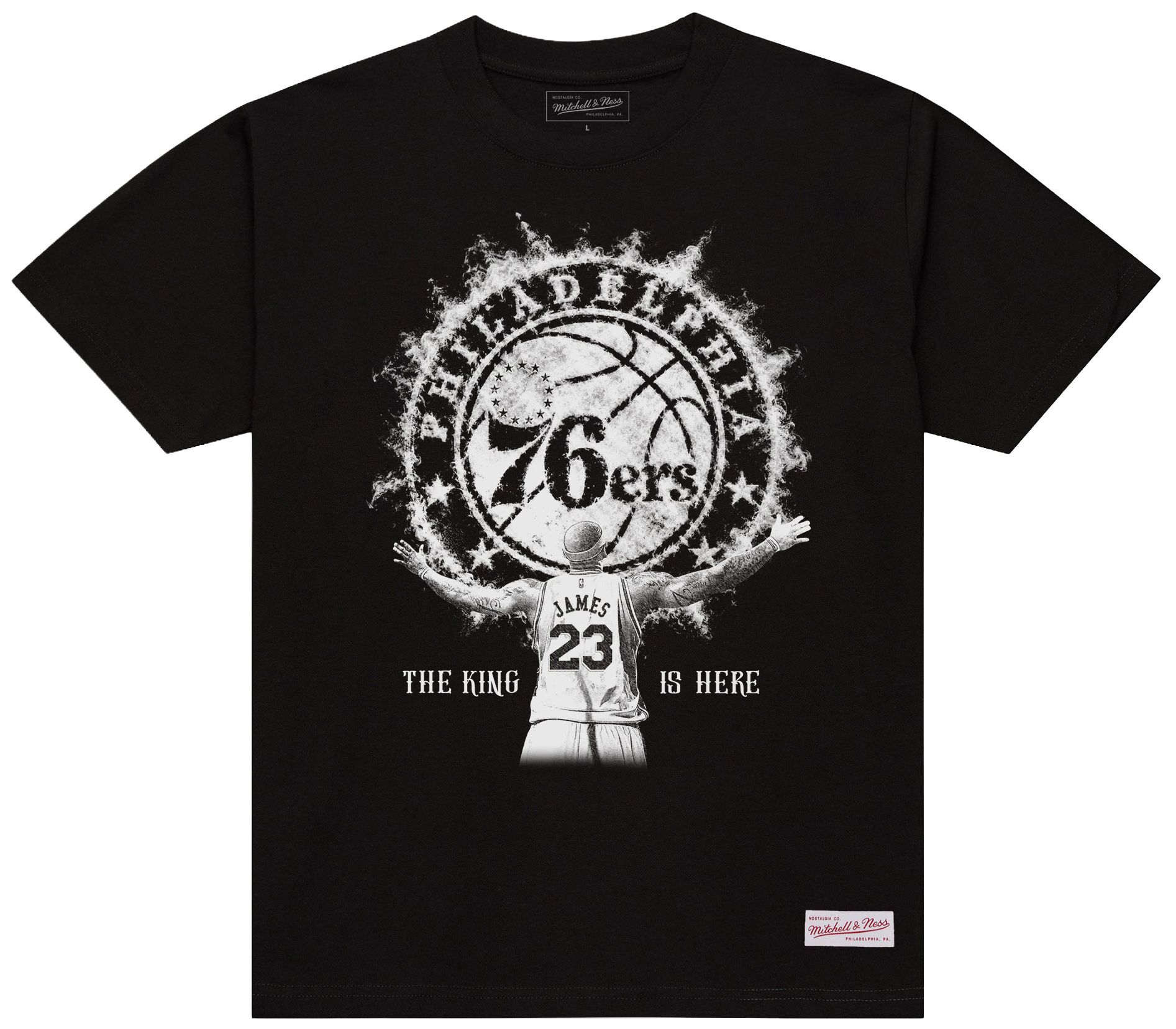 Mitchell & Ness Men's Philadelphia 76ers Lebron James Black Witness T-Shirt