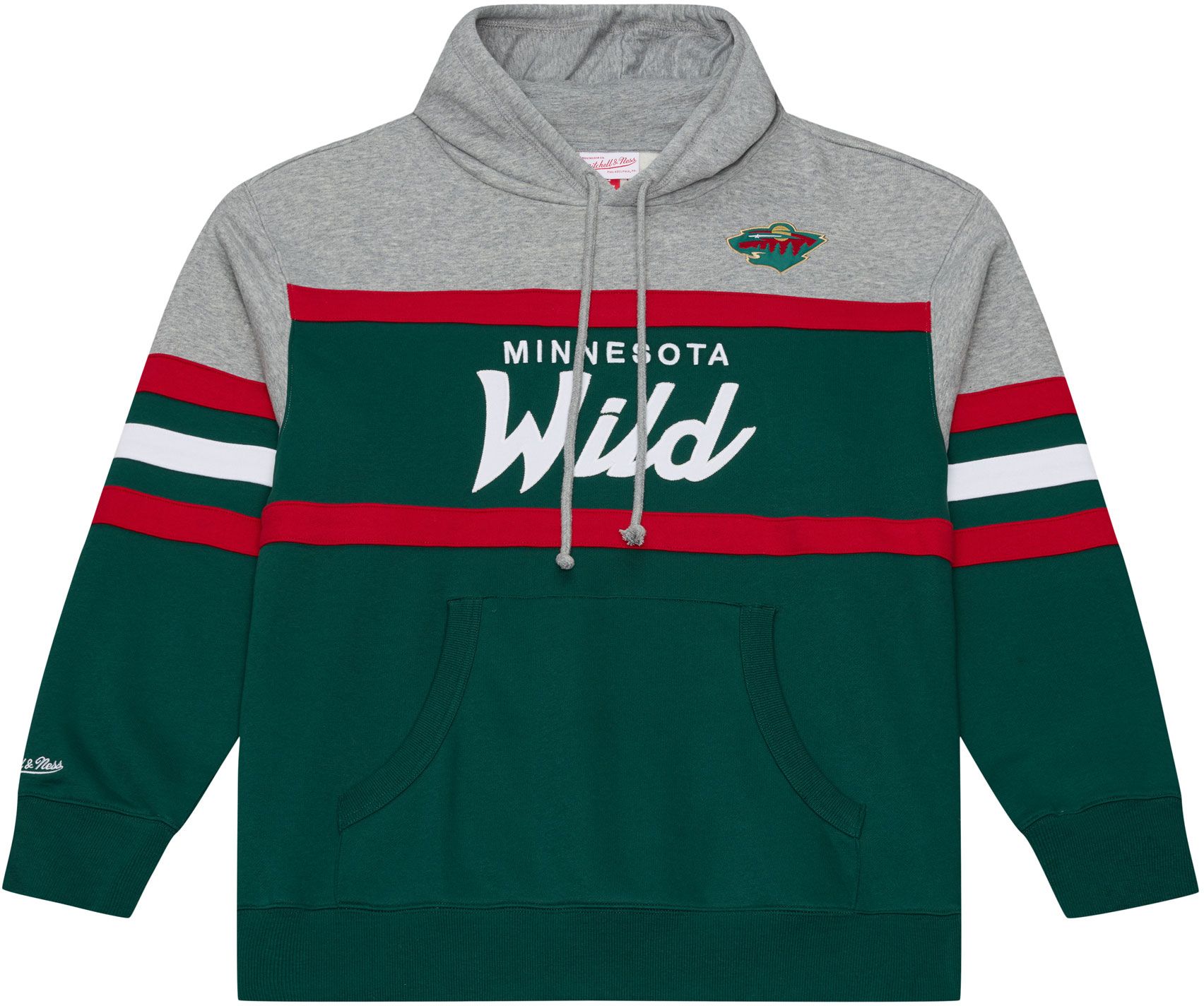 Mitchell &amp; Ness Men's Minnesota Wild Green and Grey Head Coach Pullover Hoodie