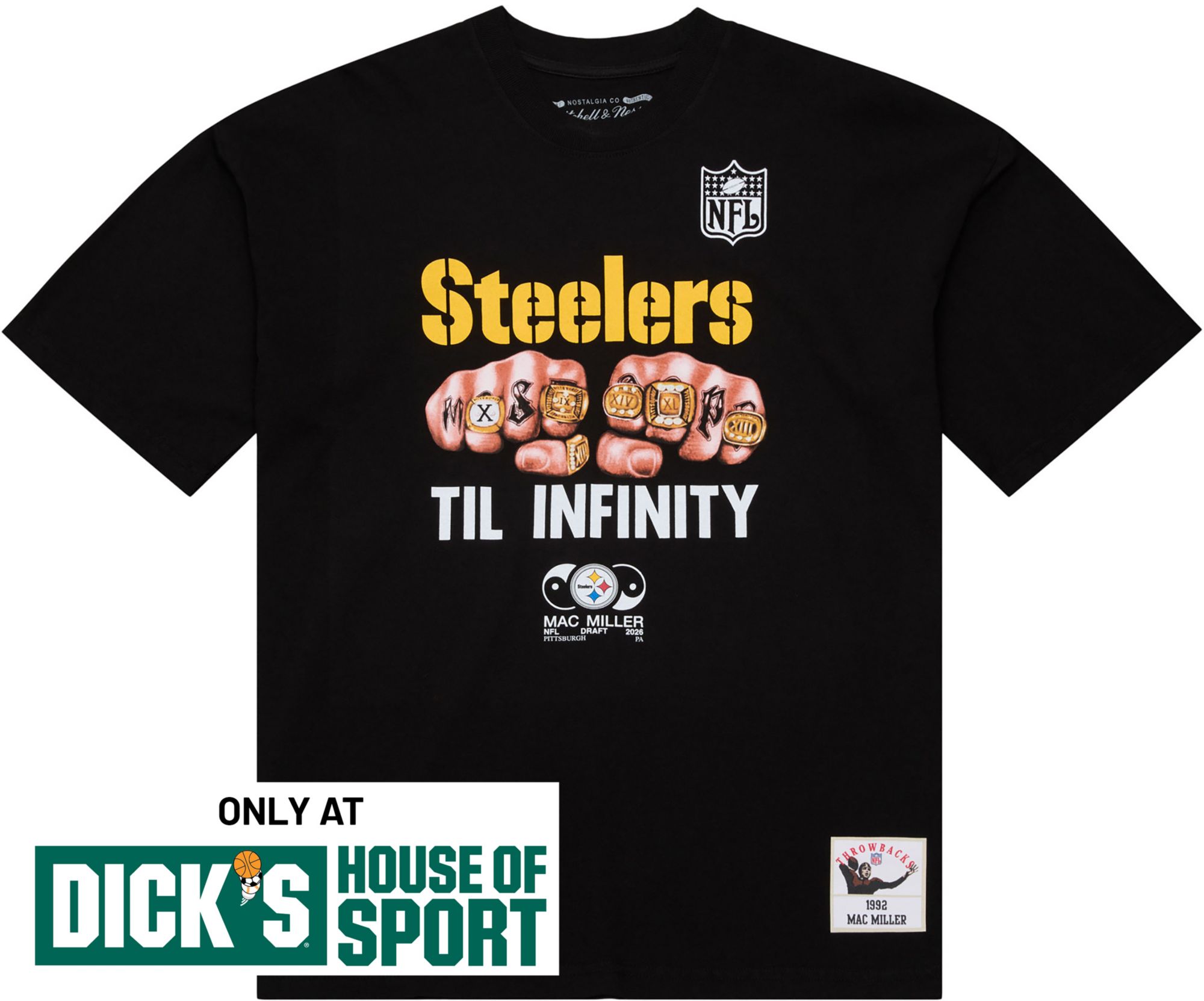 Mitchell & Ness Men's NFL Pittsburgh Steelers x Mac Miller Black Til Infinity T-Shirt