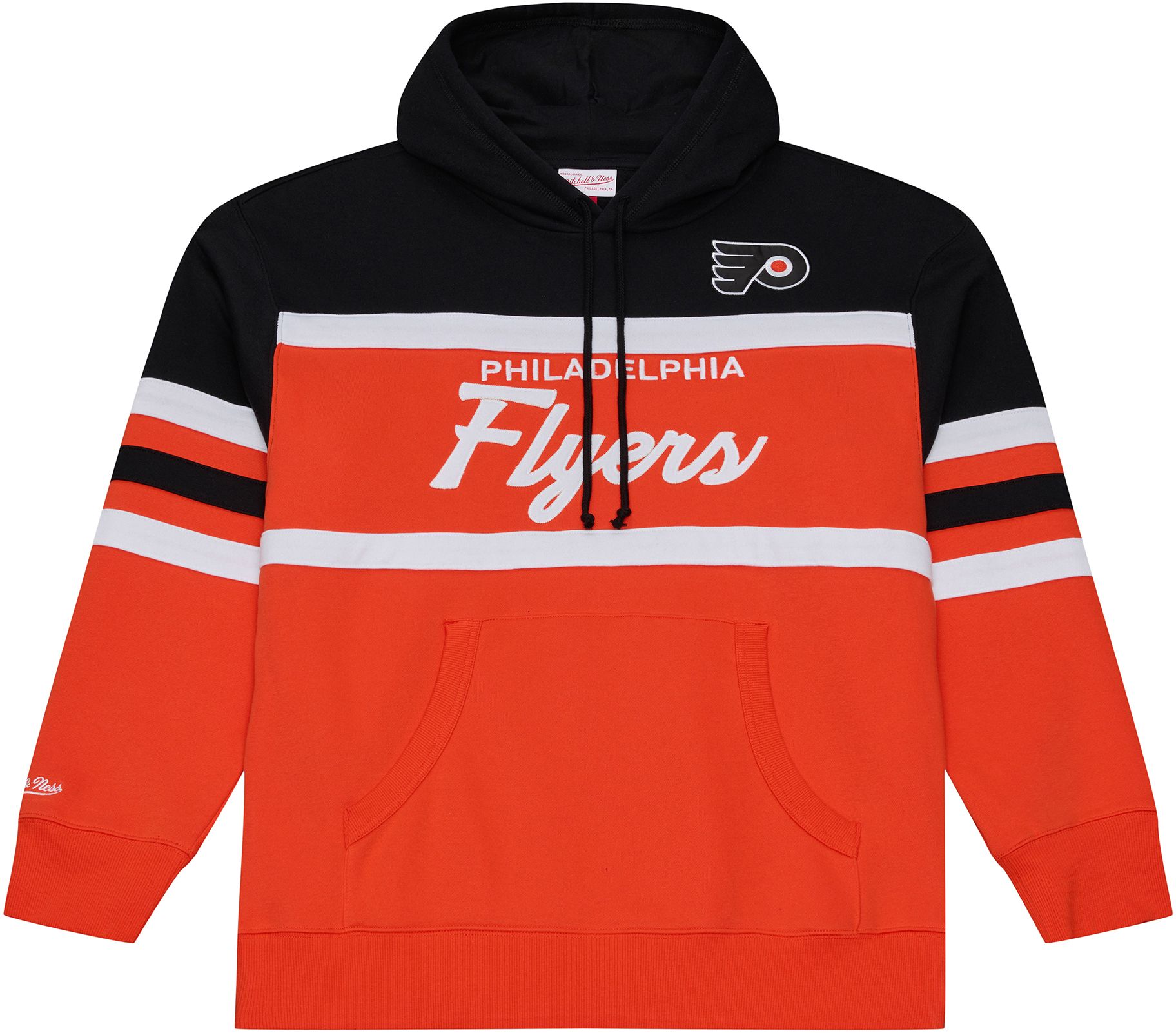 Mitchell &amp; Ness Men's Philadelphia Flyers Black and Orange Head Coach Pullover Hoodie