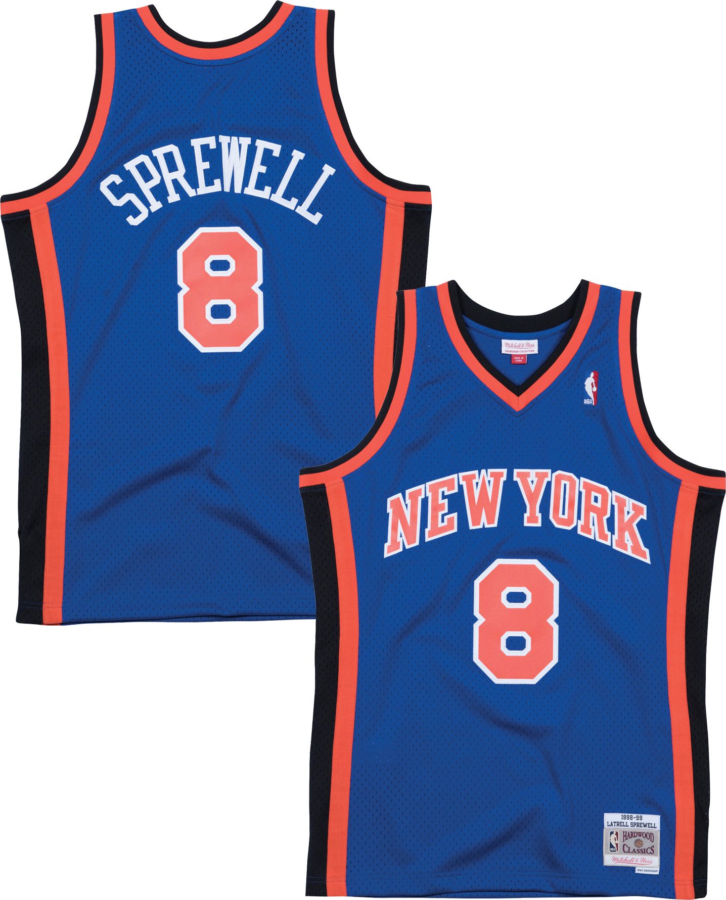 Mitchell &amp; Ness Men's New York Knicks Latrell Sprewell 1998/99 Hardwood Classics Swingman Jersey