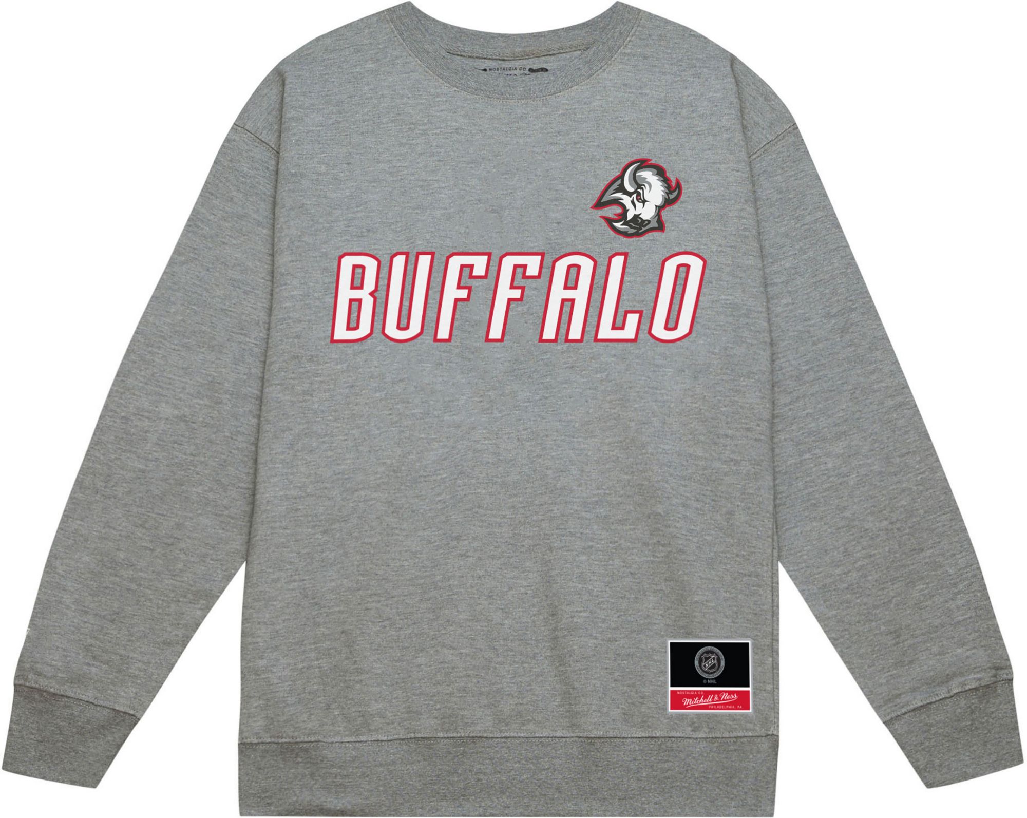 Mitchell & Ness Men's Buffalo Sabres Heather Grey Wordmark Crewneck Sweatshirt