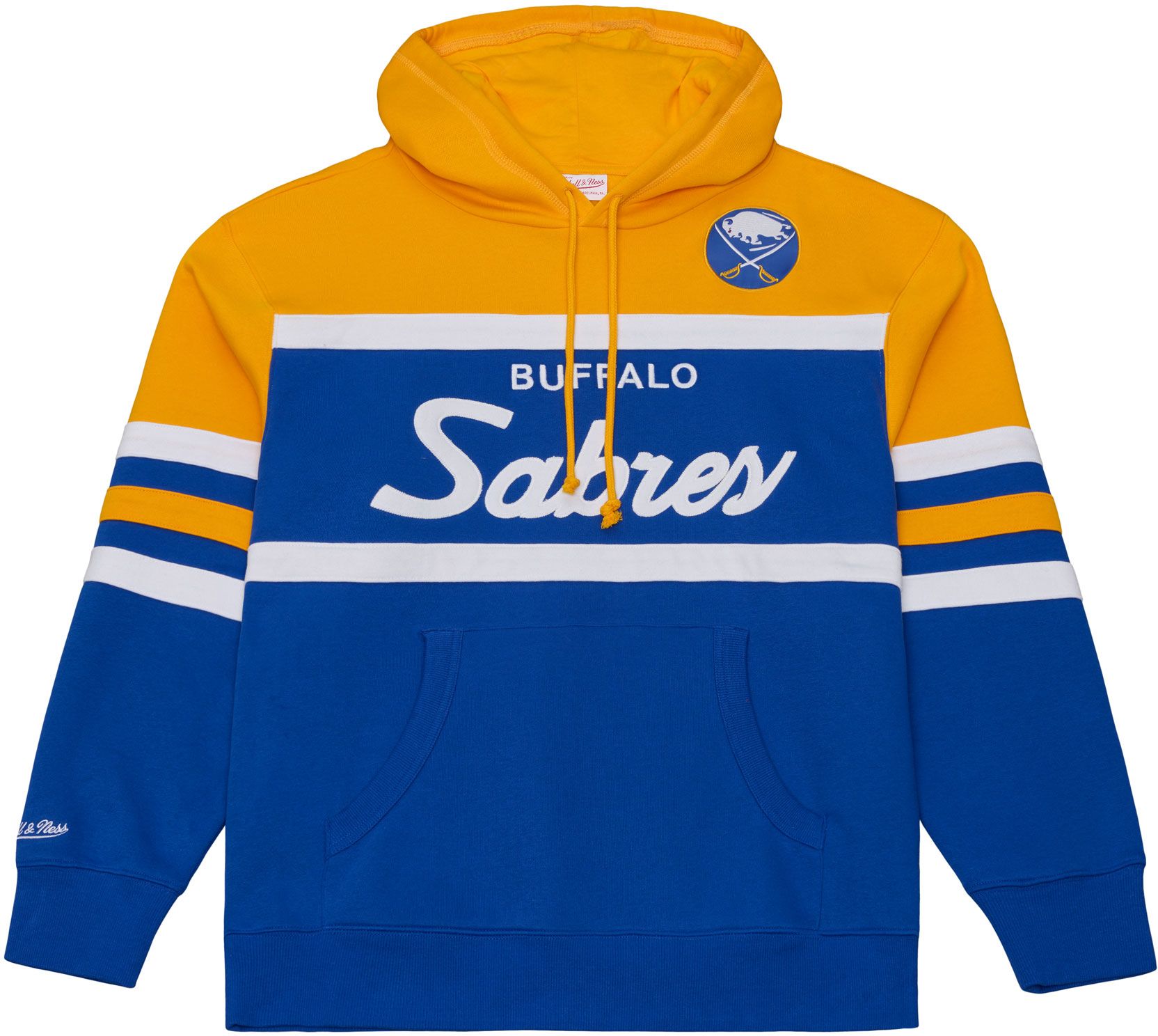 Mitchell &amp; Ness Men's Buffalo Sabres Royal and Yellow Head Coach Pullover Hoodie