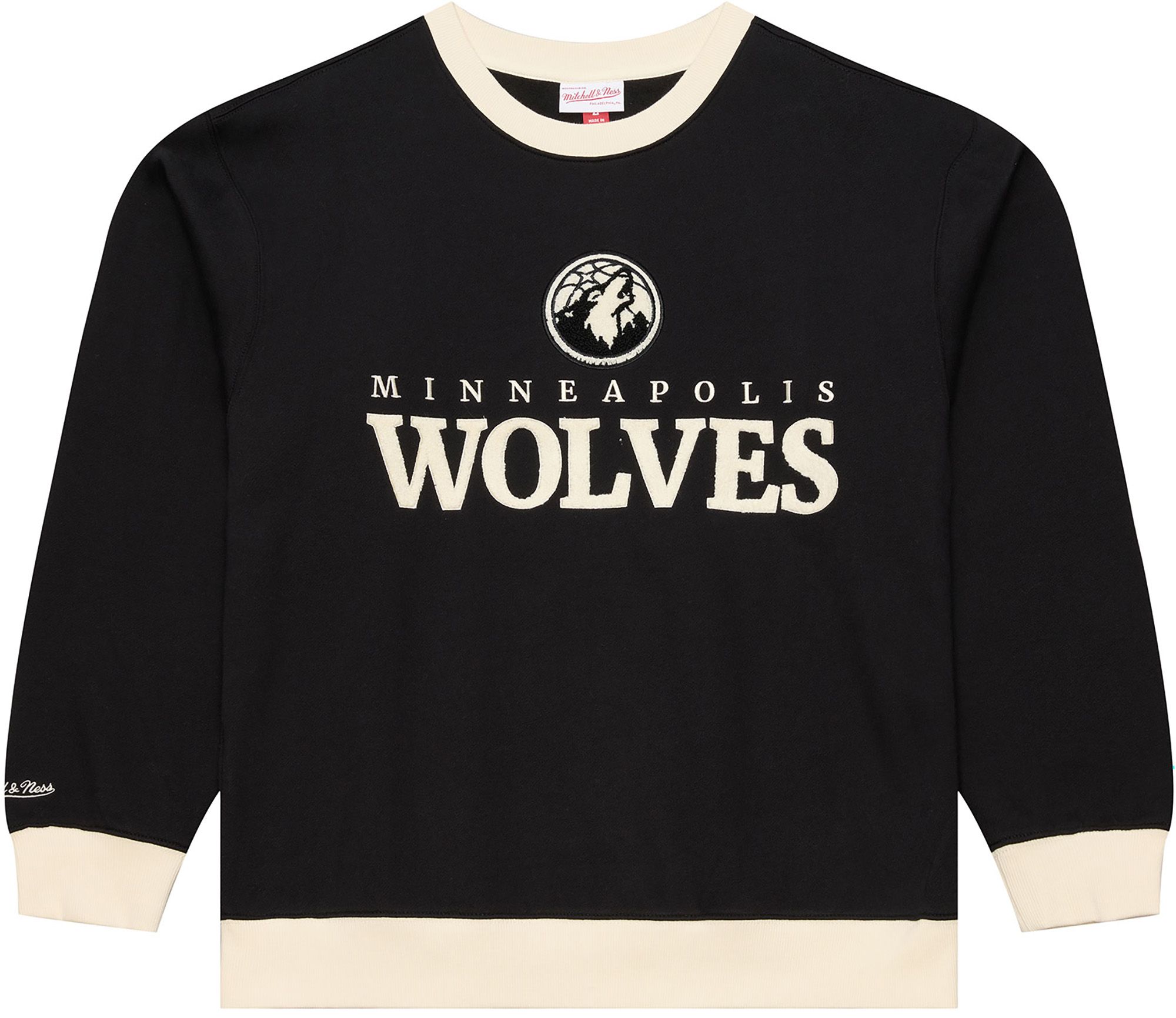 Men's Mitchell & Ness  Black Minnesota Timberwolves Cookies & Cream Fleece Crewneck Sweatshirt