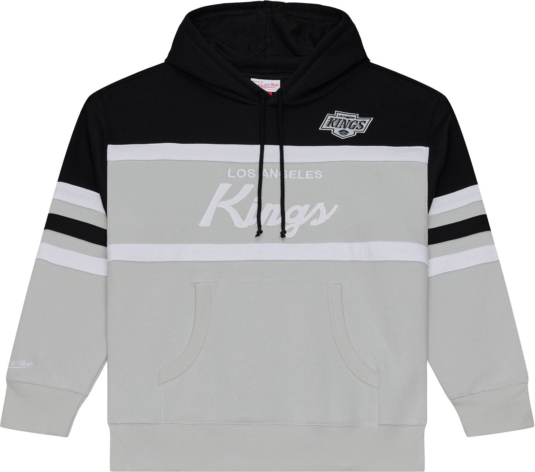 Mitchell &amp; Ness Men's Los Angeles Kings Grey and Black Head Coach Pullover Hoodie