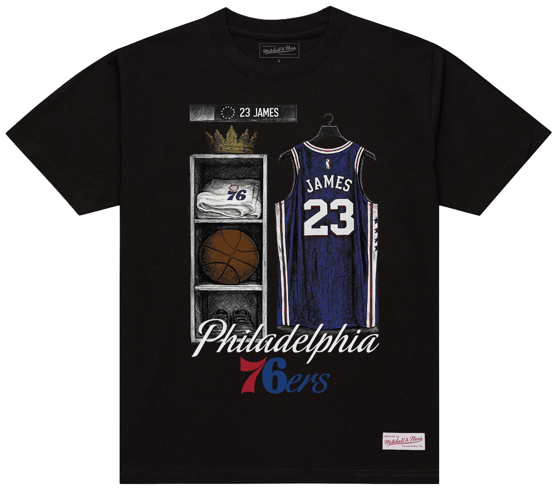 Mitchell &amp; Ness Men's Philadelphia 76ers Lebron James Locker Room T-Shirt