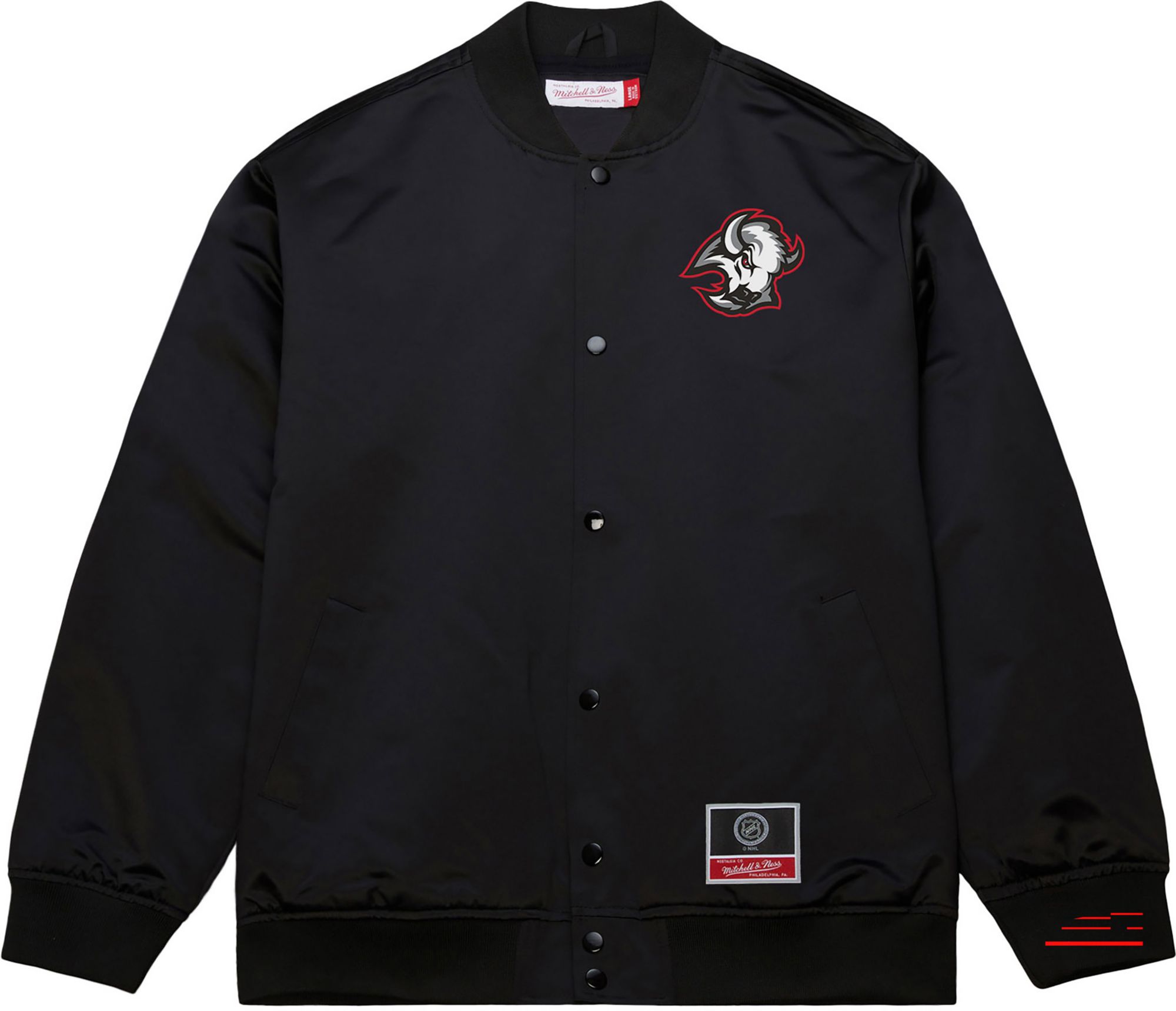 Mitchell & Ness Men's Buffalo Sabres Black Logo Bomber Jacket
